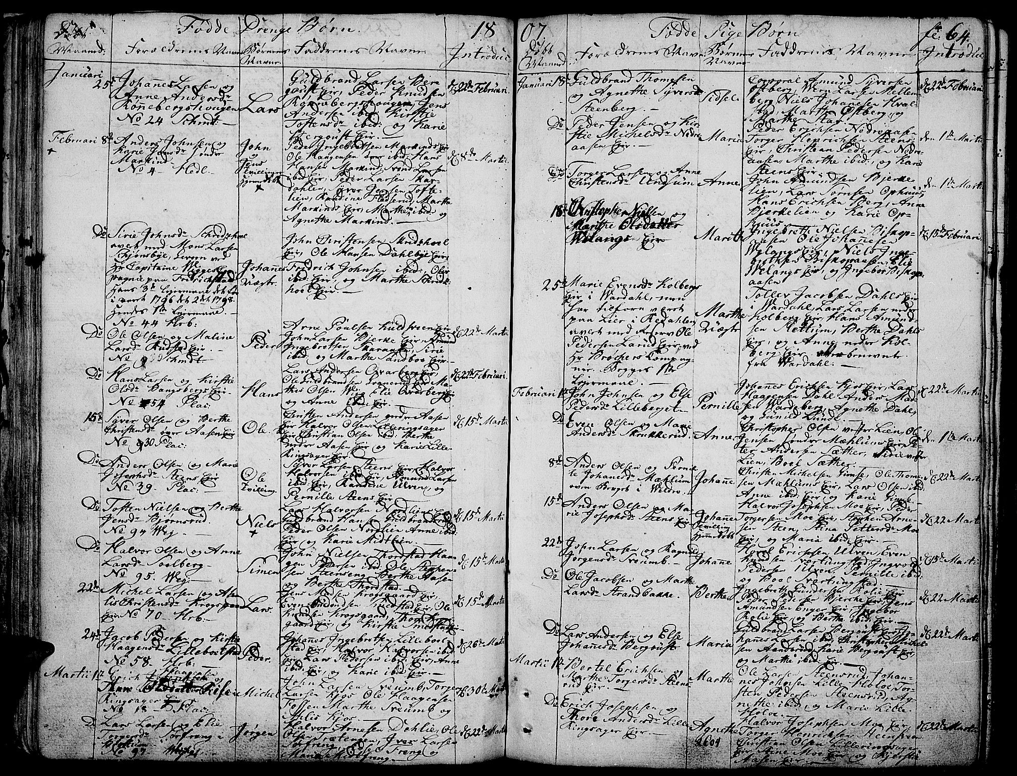 Ringsaker prestekontor, AV/SAH-PREST-014/K/Ka/L0004: Parish register (official) no. 4, 1799-1814, p. 64