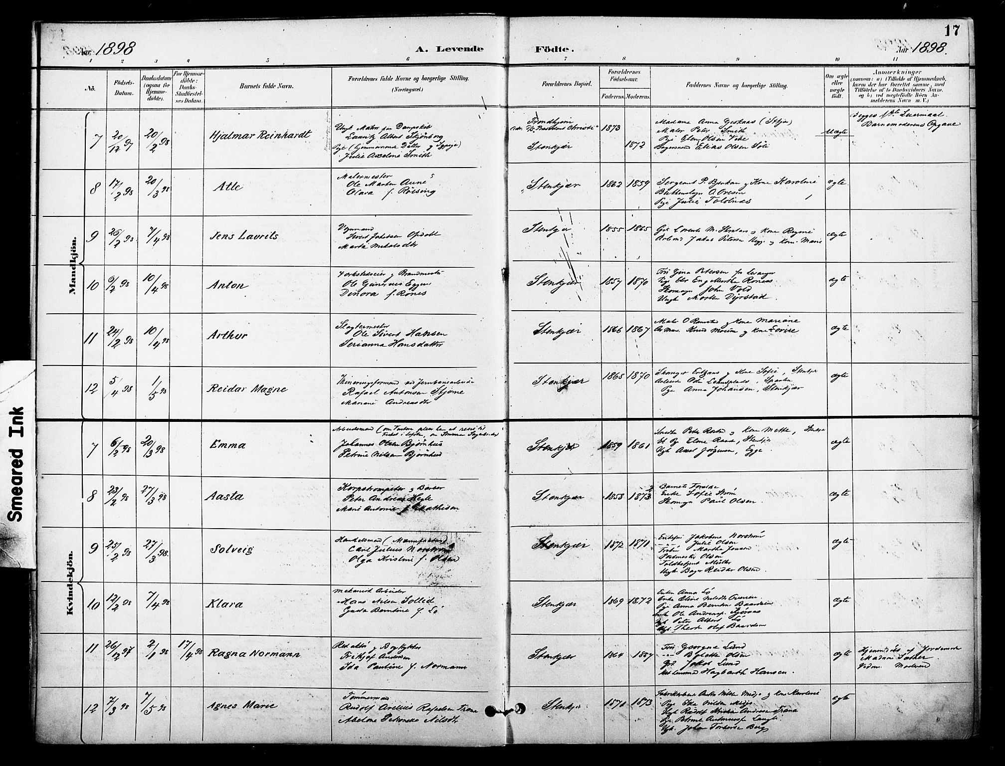 Ministerialprotokoller, klokkerbøker og fødselsregistre - Nord-Trøndelag, SAT/A-1458/739/L0372: Parish register (official) no. 739A04, 1895-1903, p. 17