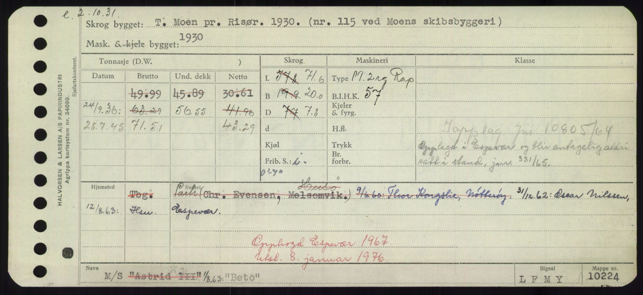 Sjøfartsdirektoratet med forløpere, Skipsmålingen, AV/RA-S-1627/H/Hd/L0003: Fartøy, B-Bev, p. 959