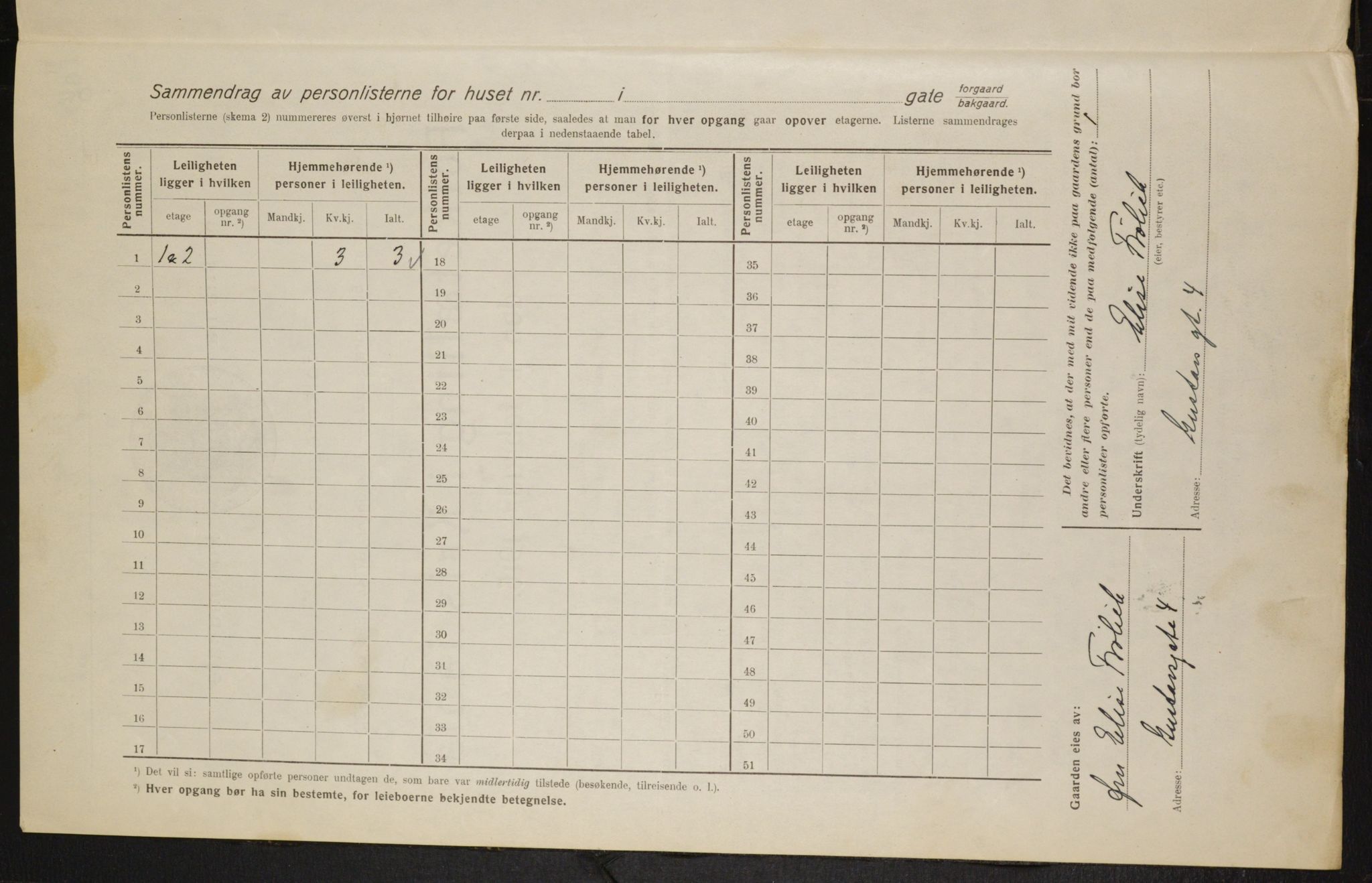 OBA, Municipal Census 1916 for Kristiania, 1916, p. 32989