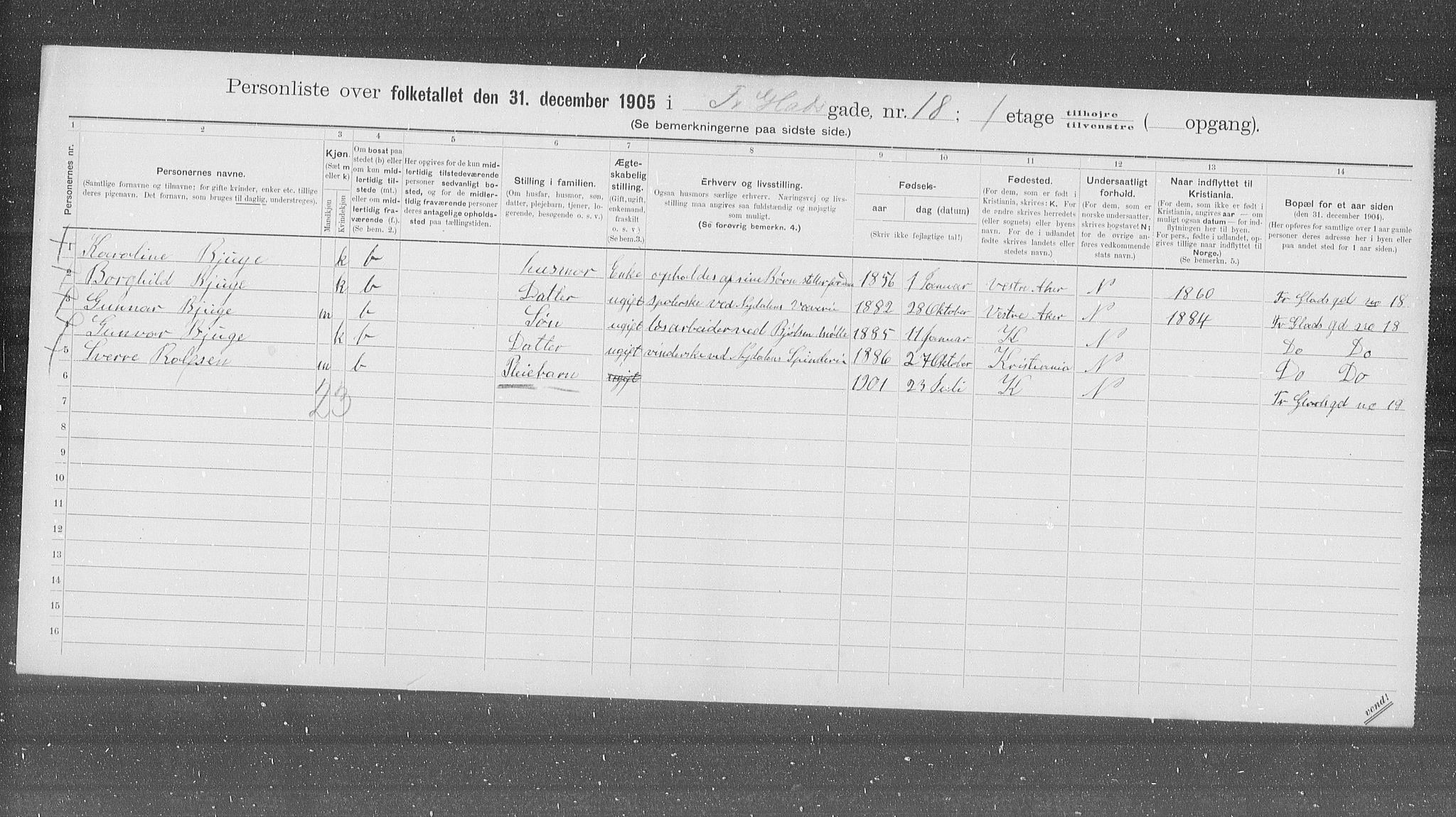 OBA, Municipal Census 1905 for Kristiania, 1905, p. 13778