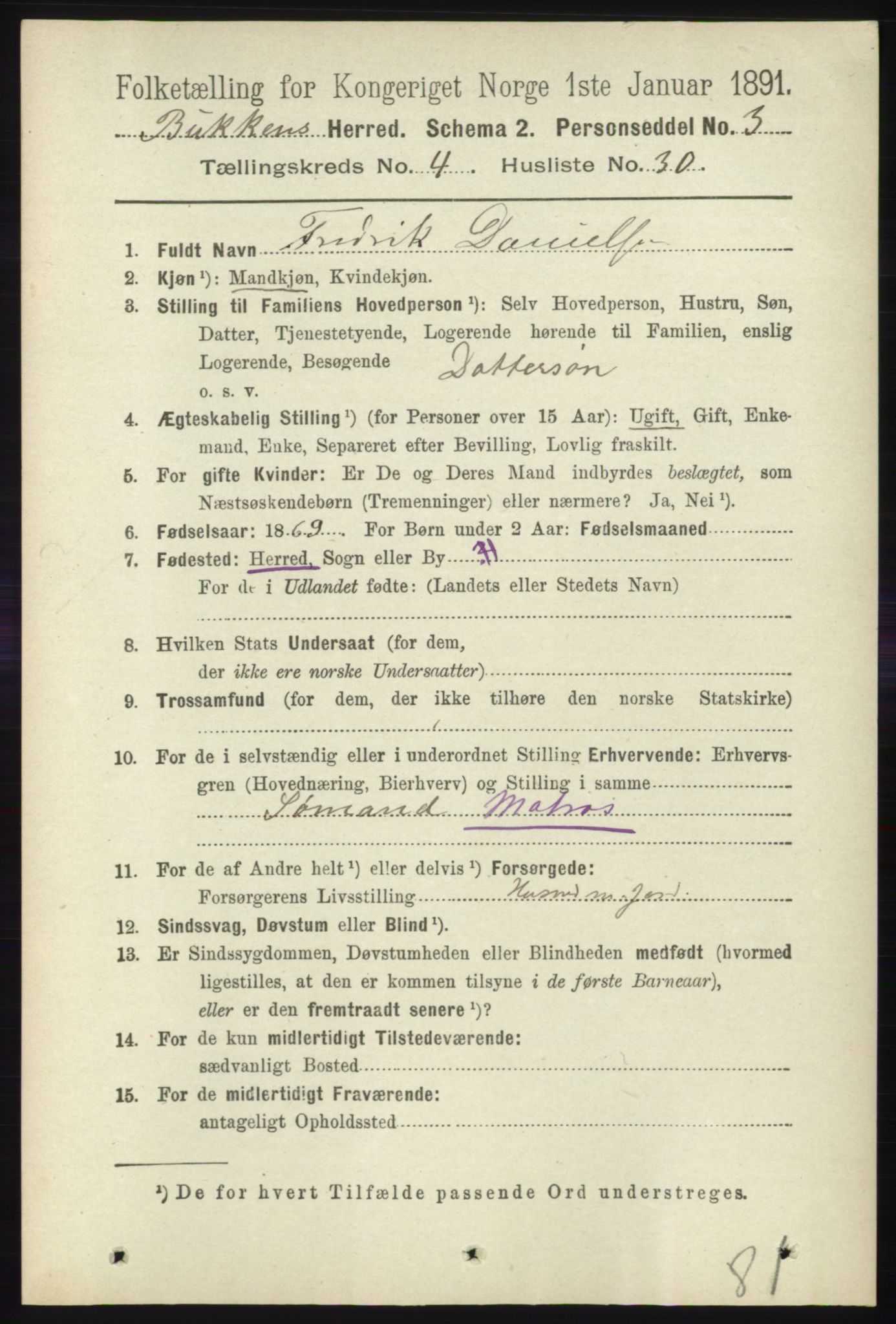 RA, 1891 census for 1145 Bokn, 1891, p. 993