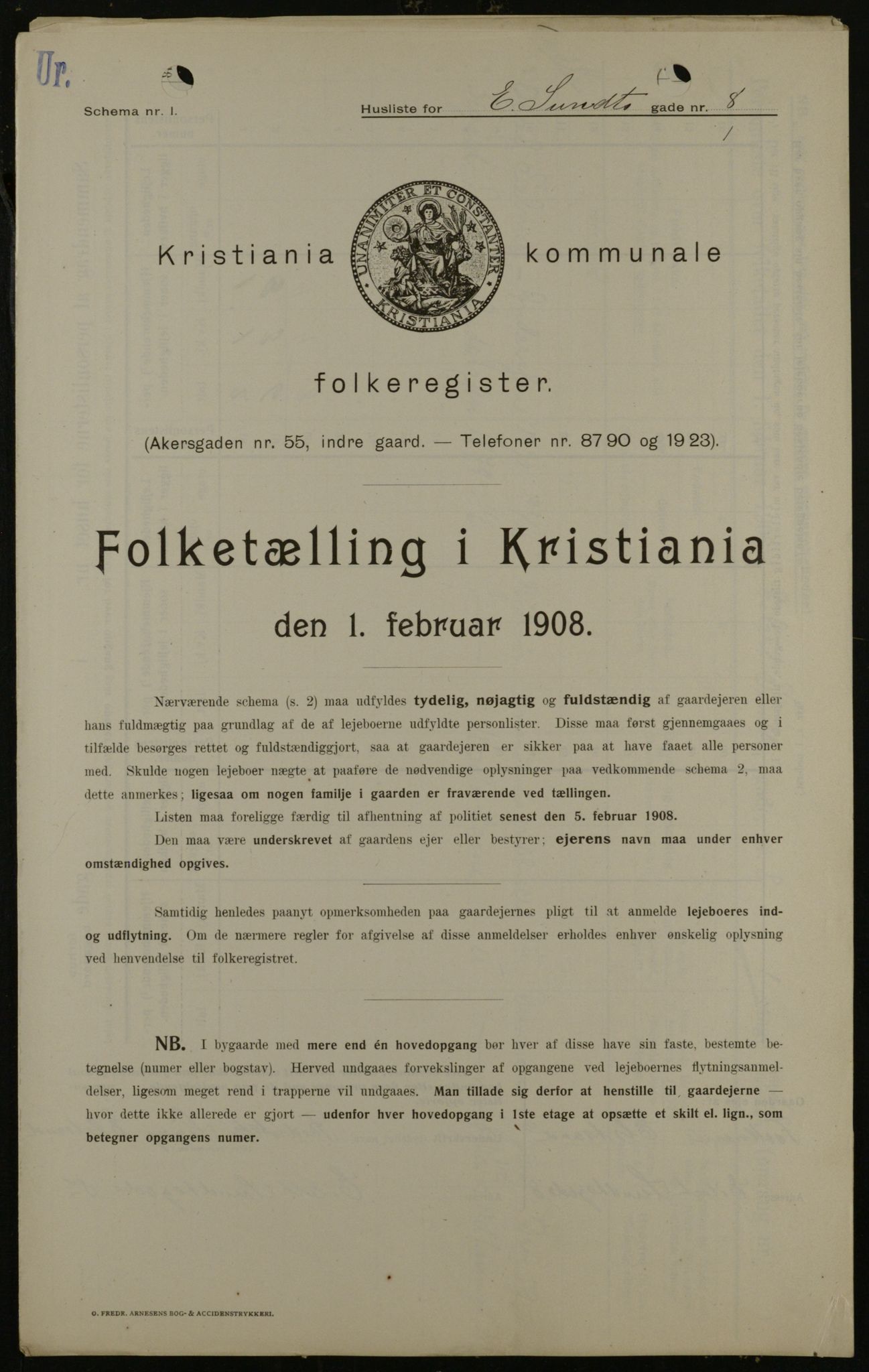 OBA, Municipal Census 1908 for Kristiania, 1908, p. 17373