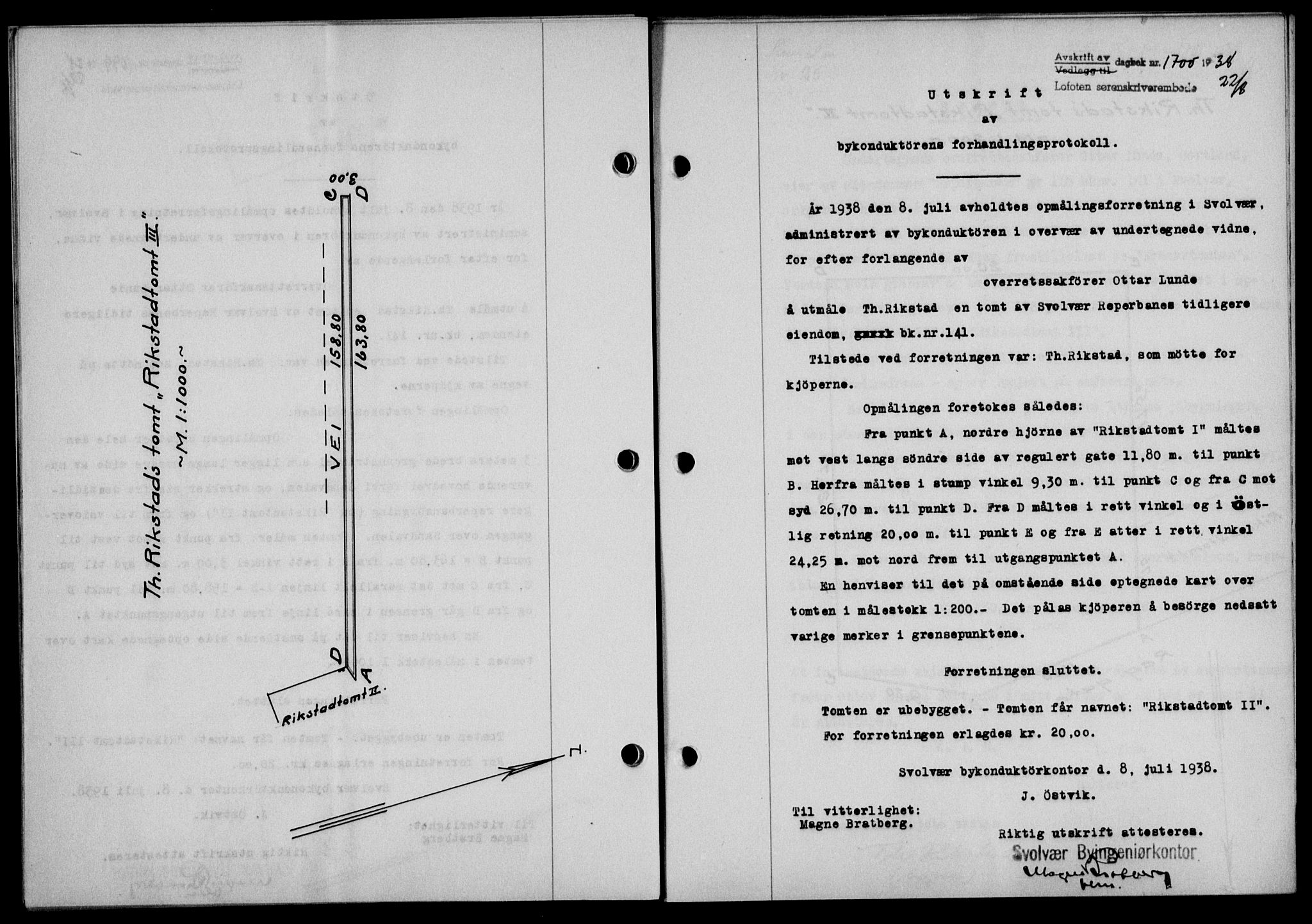 Lofoten sorenskriveri, SAT/A-0017/1/2/2C/L0004a: Mortgage book no. 4a, 1938-1938, Diary no: : 1700/1938