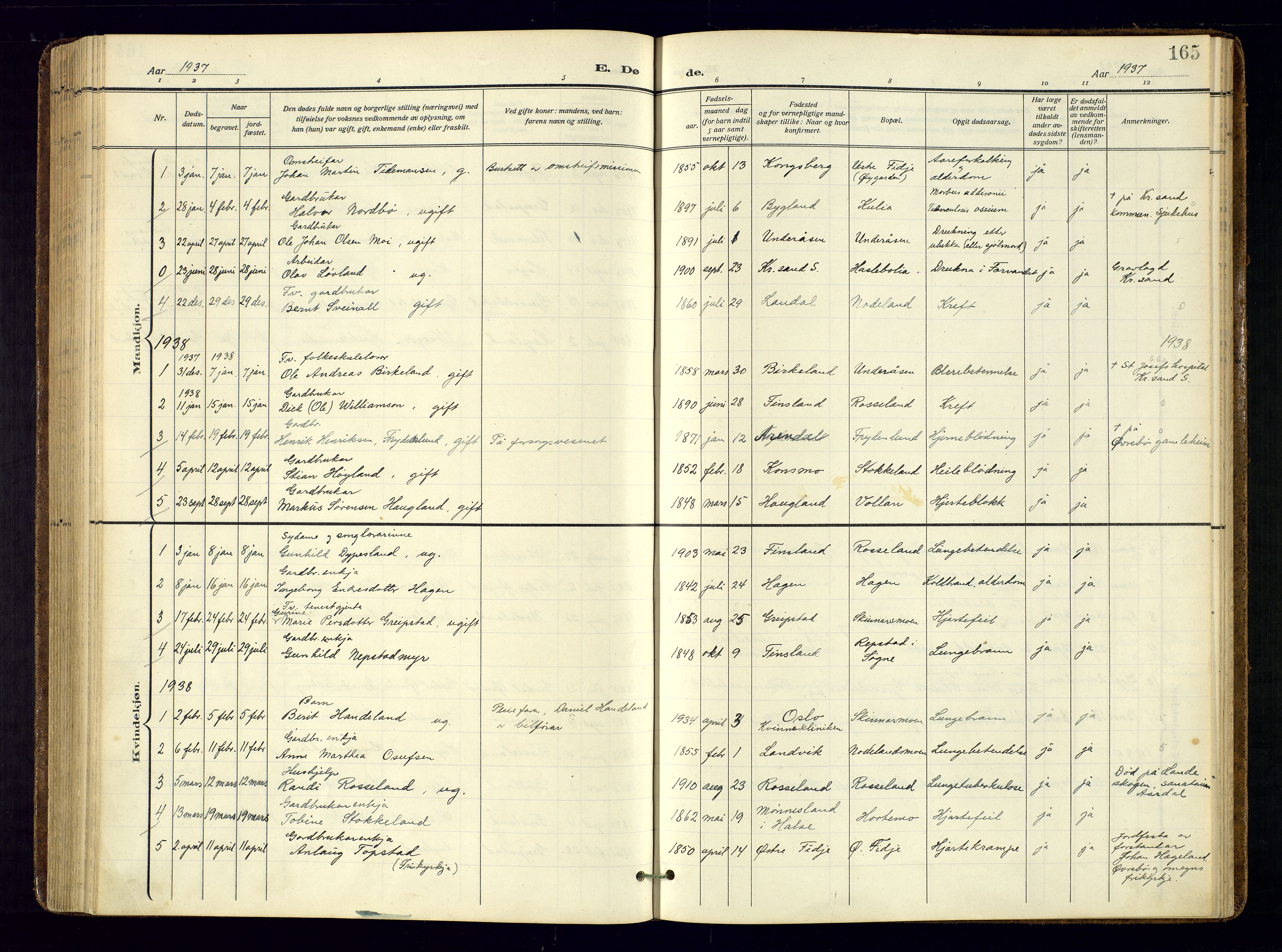 Søgne sokneprestkontor, AV/SAK-1111-0037/F/Fa/Faa/L0004: Parish register (official) no. A-4, 1911-1945, p. 165