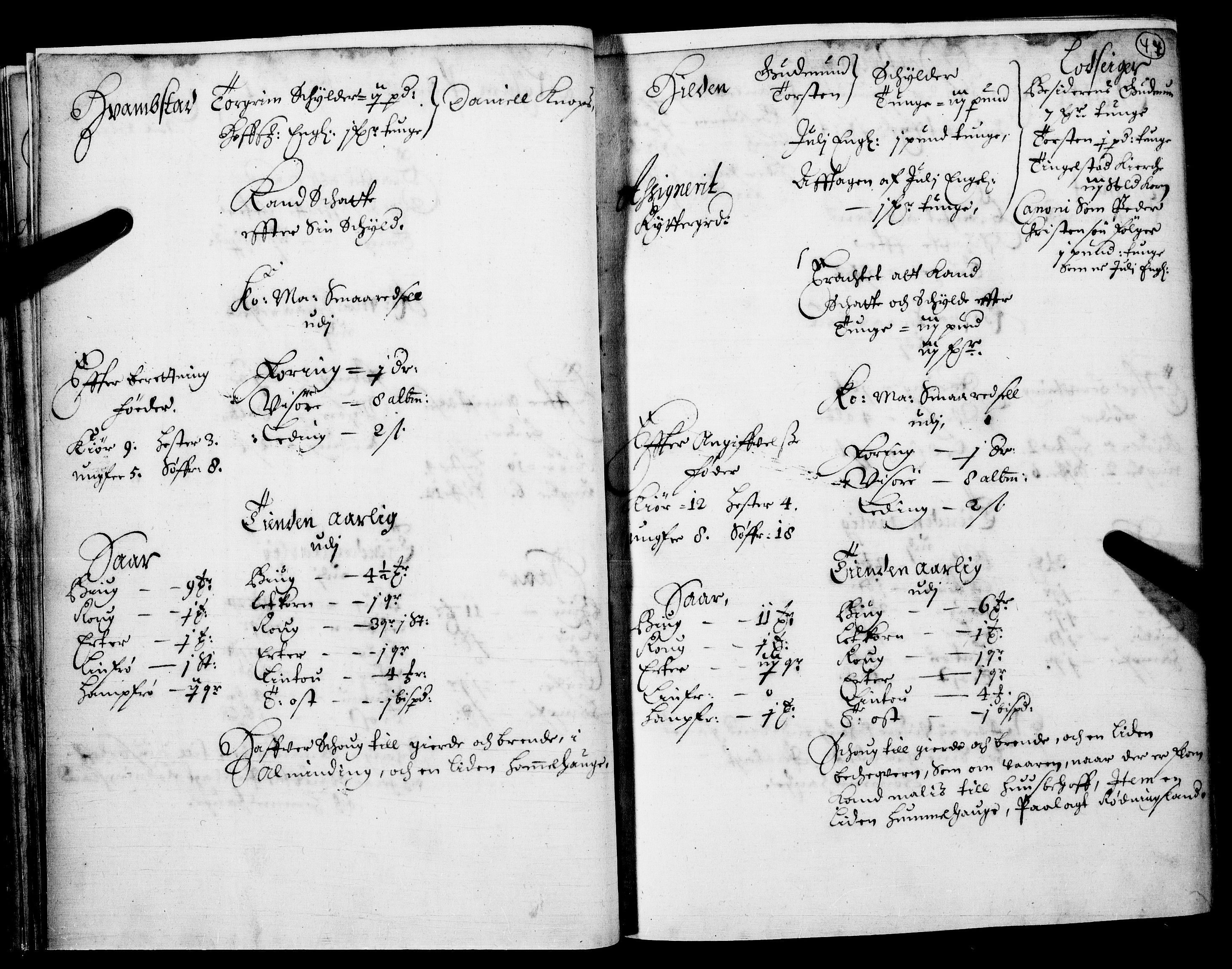 Rentekammeret inntil 1814, Realistisk ordnet avdeling, RA/EA-4070/N/Nb/Nba/L0016: Hadeland og Valdres fogderi, 1. del, 1667, p. 43b-44a