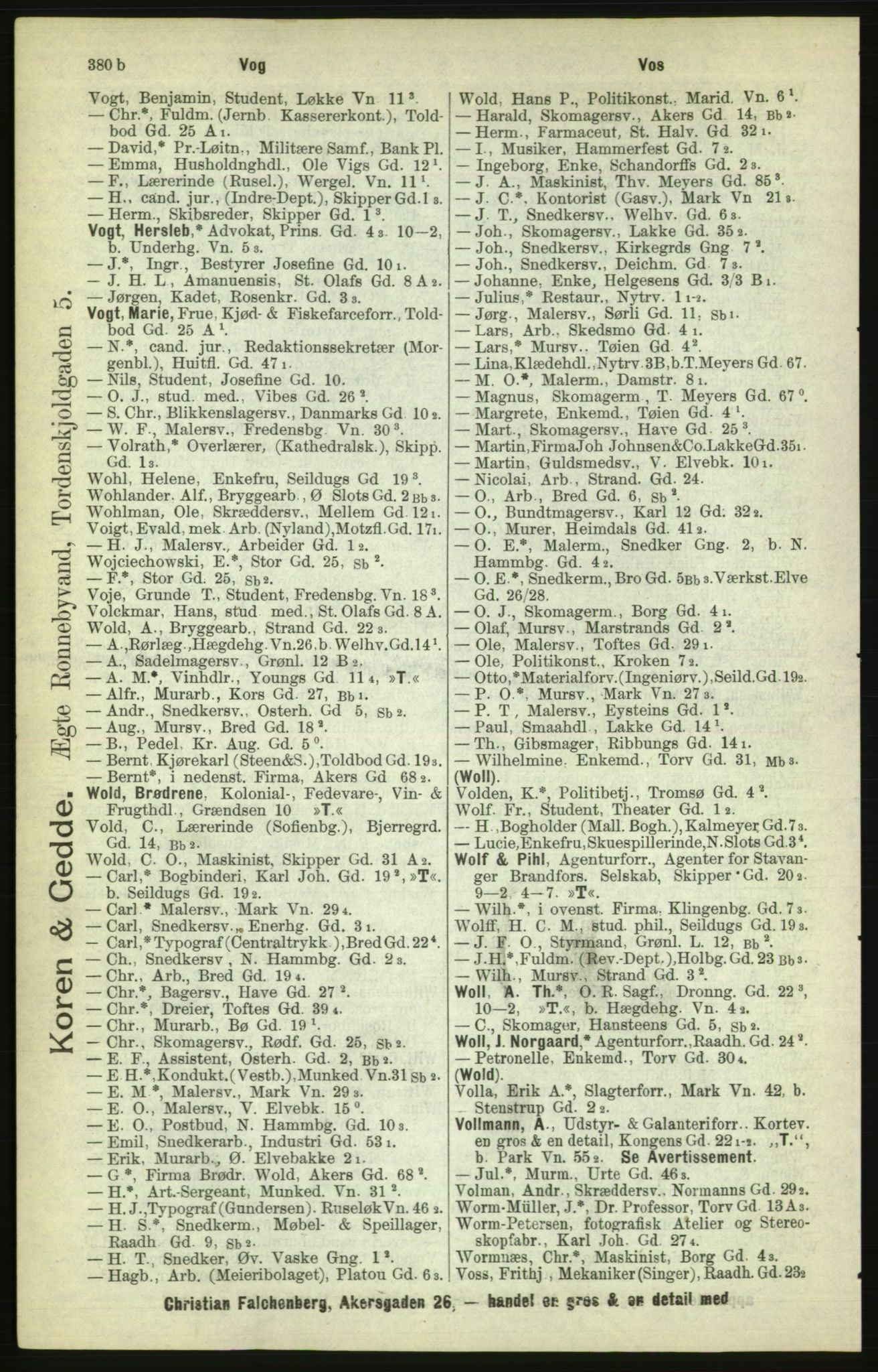 Kristiania/Oslo adressebok, PUBL/-, 1886, p. 380c