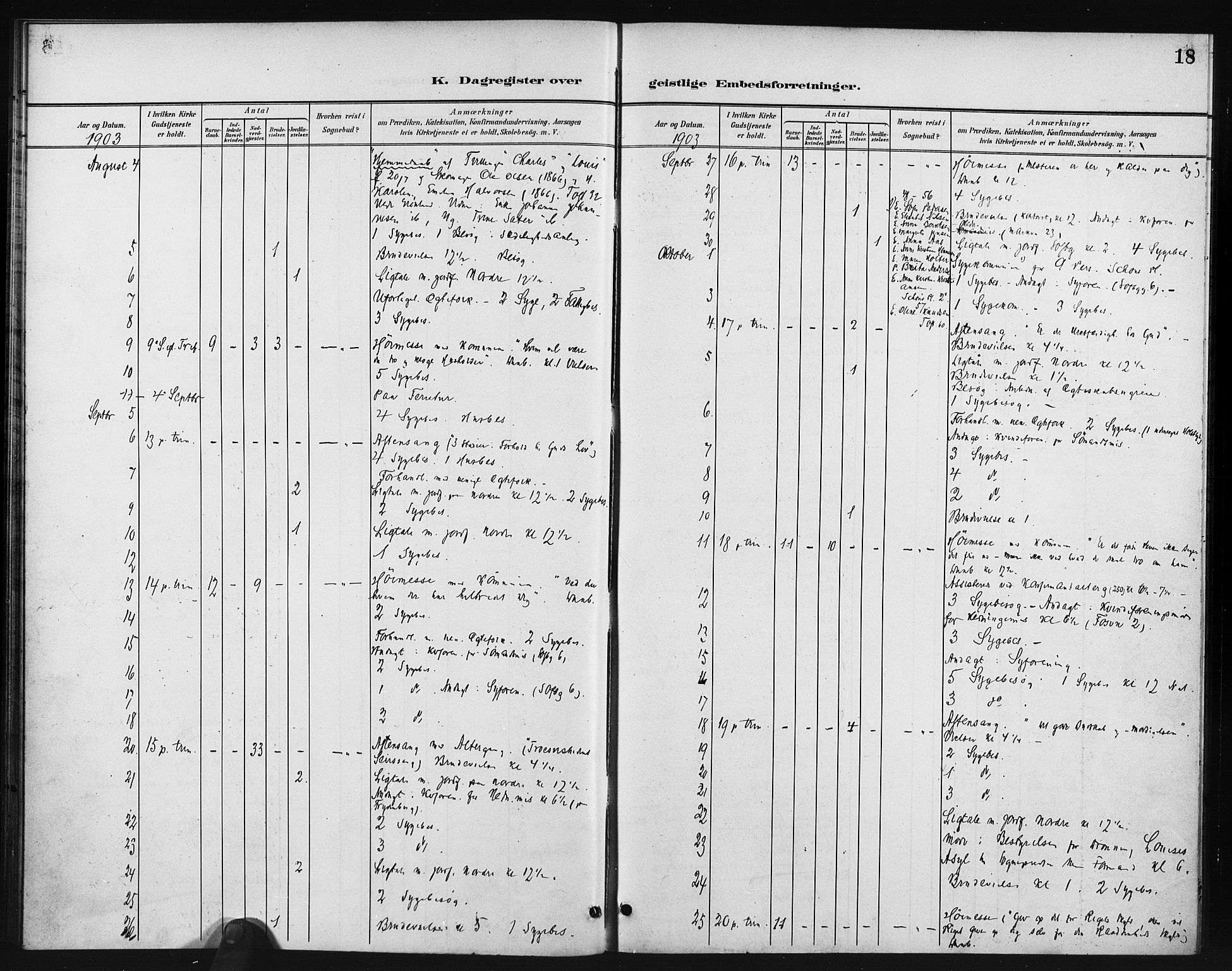 Paulus prestekontor Kirkebøker, AV/SAO-A-10871/I/Ia/L0001: Diary records no. I 1, 1901-1913, p. 18