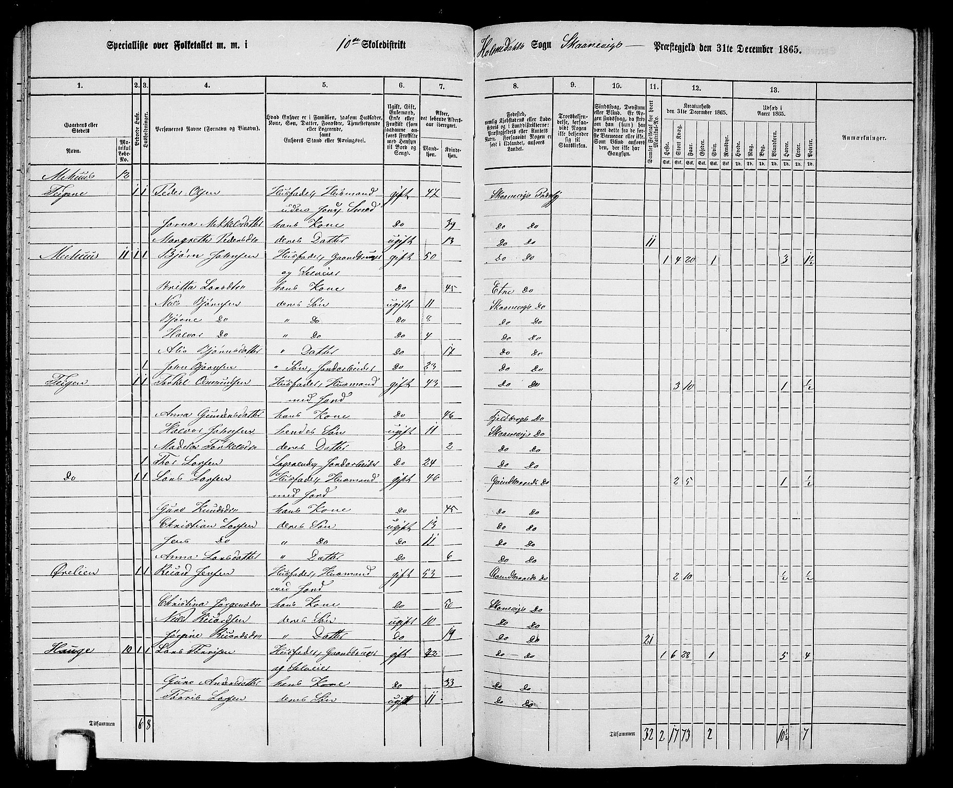 RA, 1865 census for Skånevik, 1865, p. 150