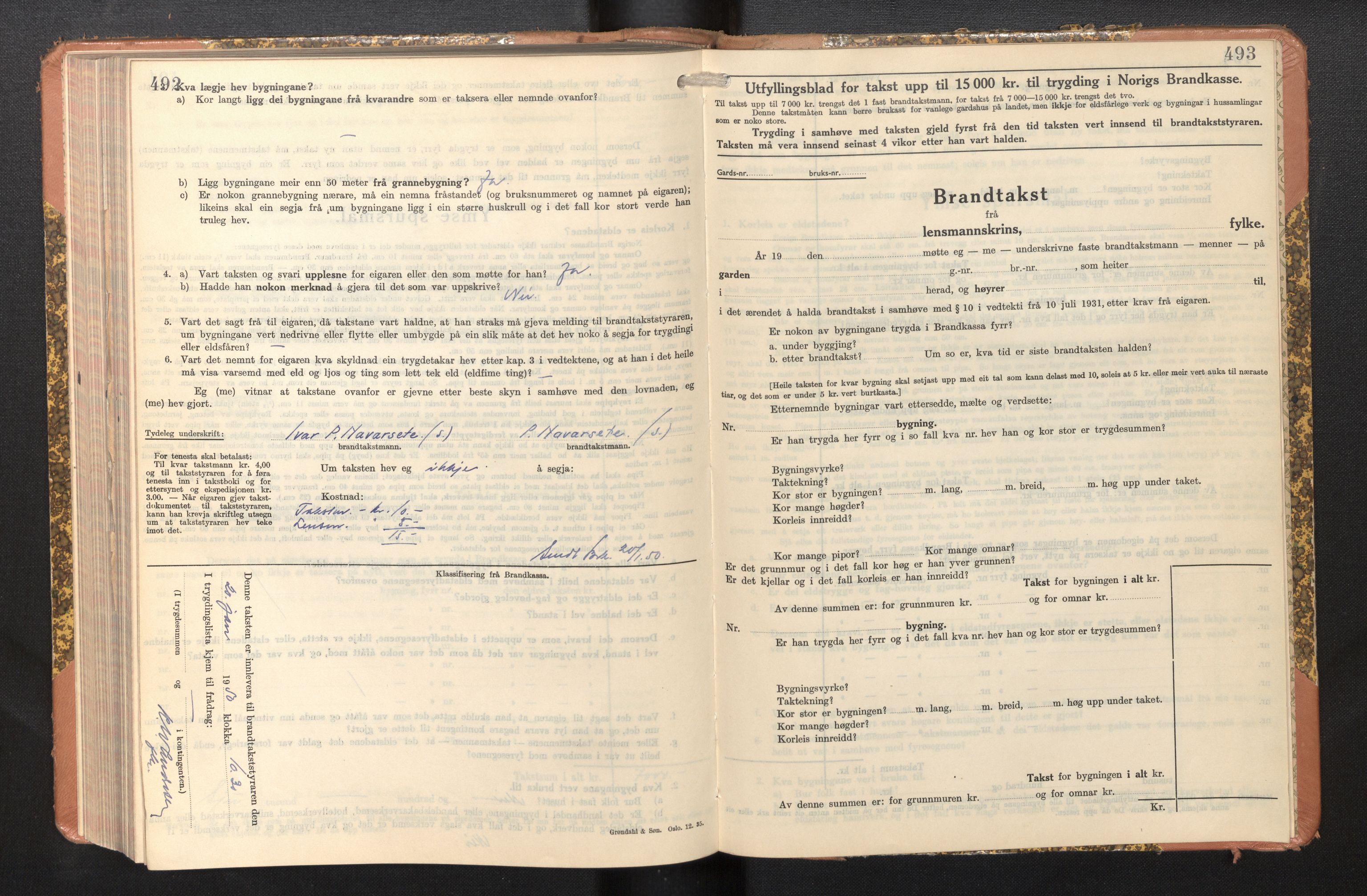 Lensmannen i Sogndal, AV/SAB-A-29901/0012/L0014: Branntakstprotokoll, skjematakst, 1938-1950, p. 492-493