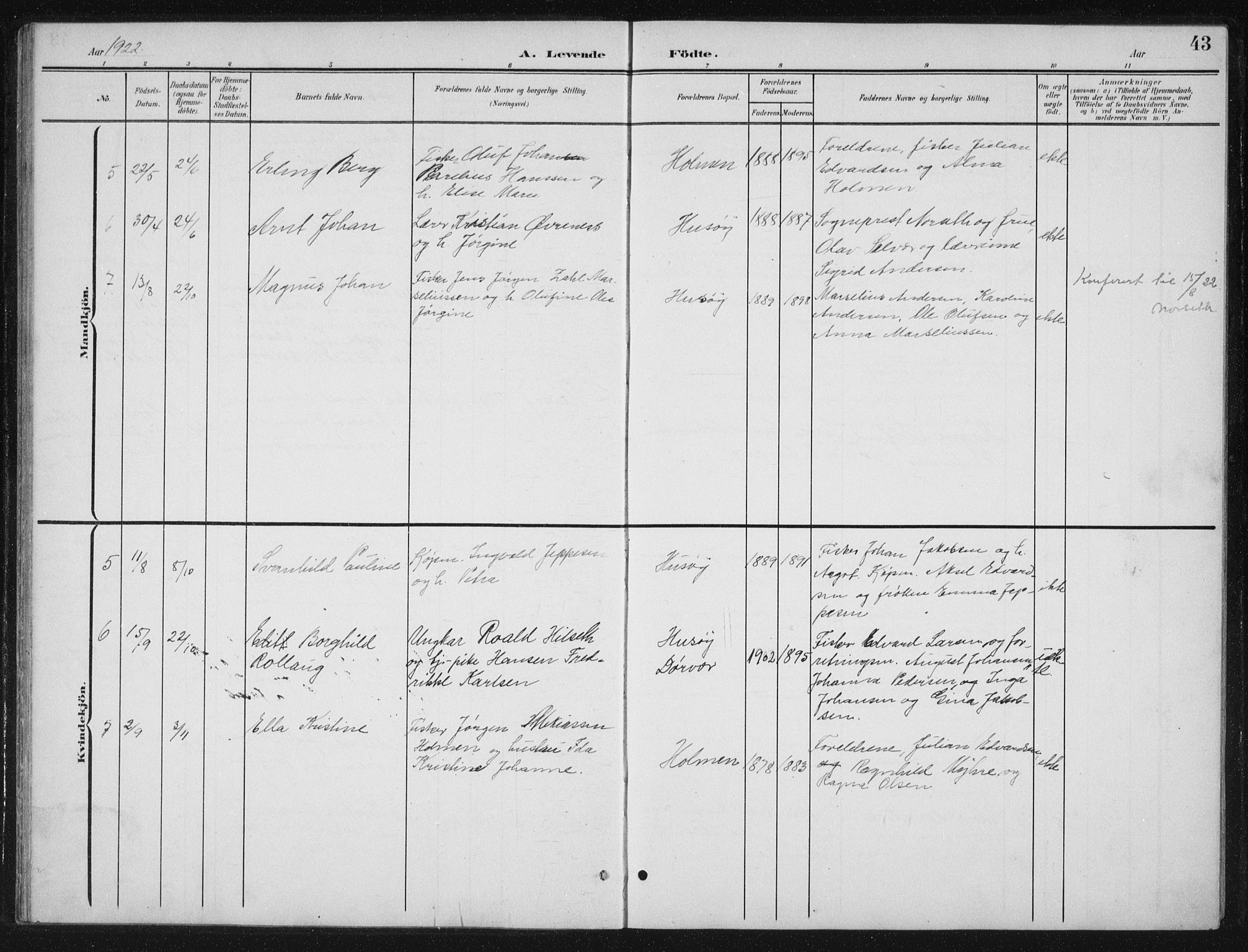 Ministerialprotokoller, klokkerbøker og fødselsregistre - Nordland, AV/SAT-A-1459/840/L0583: Parish register (copy) no. 840C03, 1901-1933, p. 43