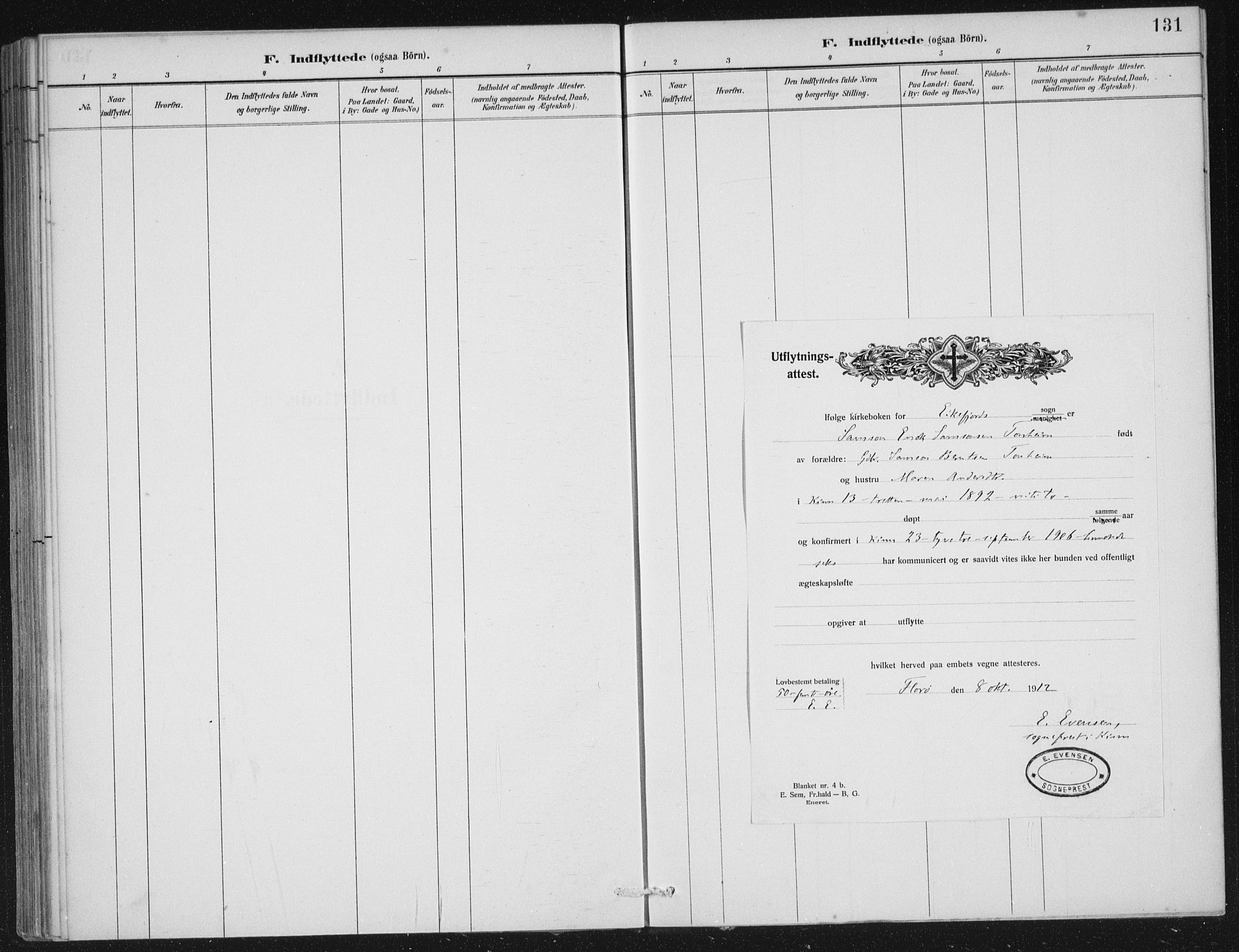 Kinn sokneprestembete, SAB/A-80801/H/Haa/Haae/L0001: Parish register (official) no. E 1, 1890-1916, p. 131