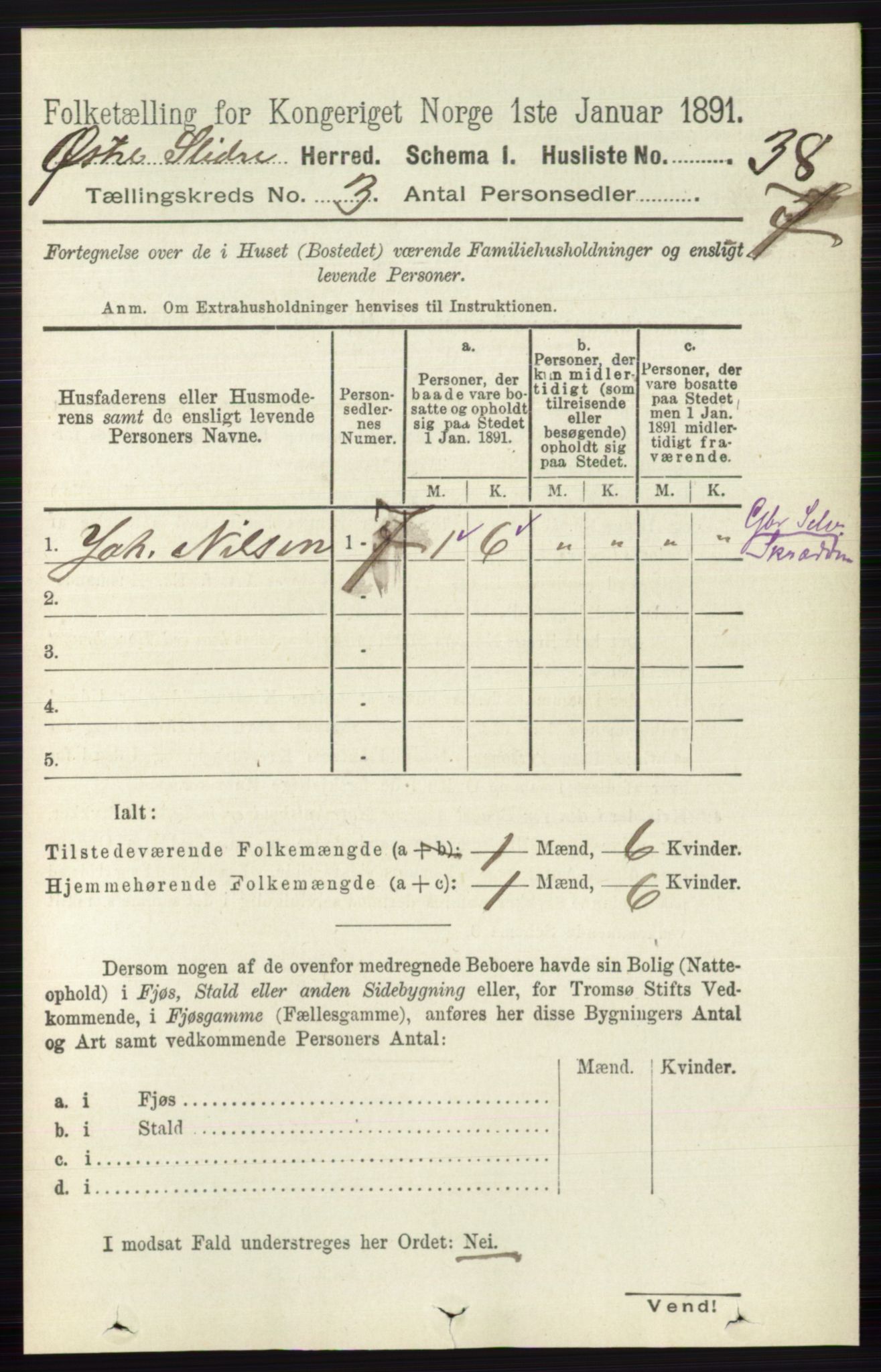 RA, 1891 census for 0544 Øystre Slidre, 1891, p. 587