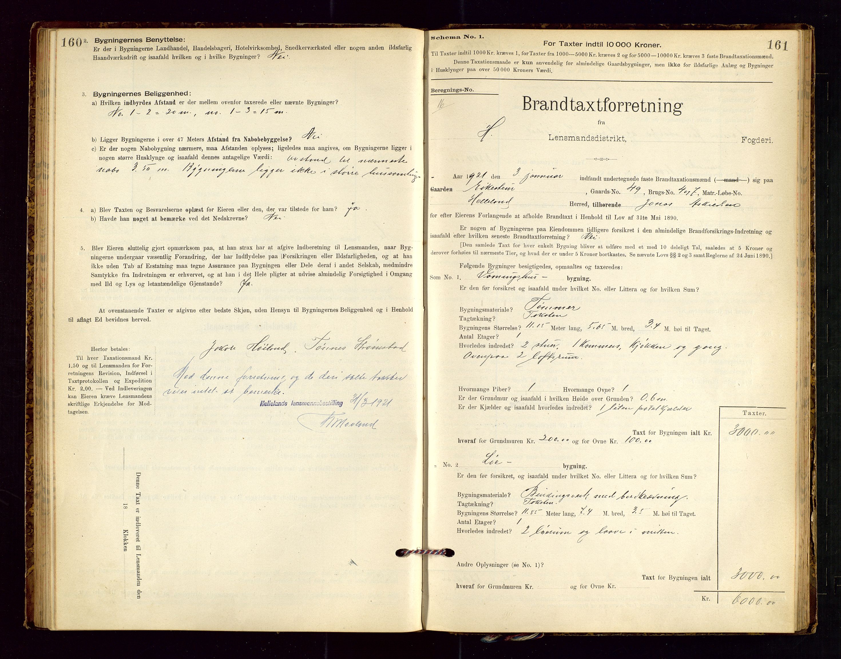 Helleland lensmannskontor, SAST/A-100209/Gob/L0001: "Brandtaxationsprotokol", 1896-1919, p. 160-161