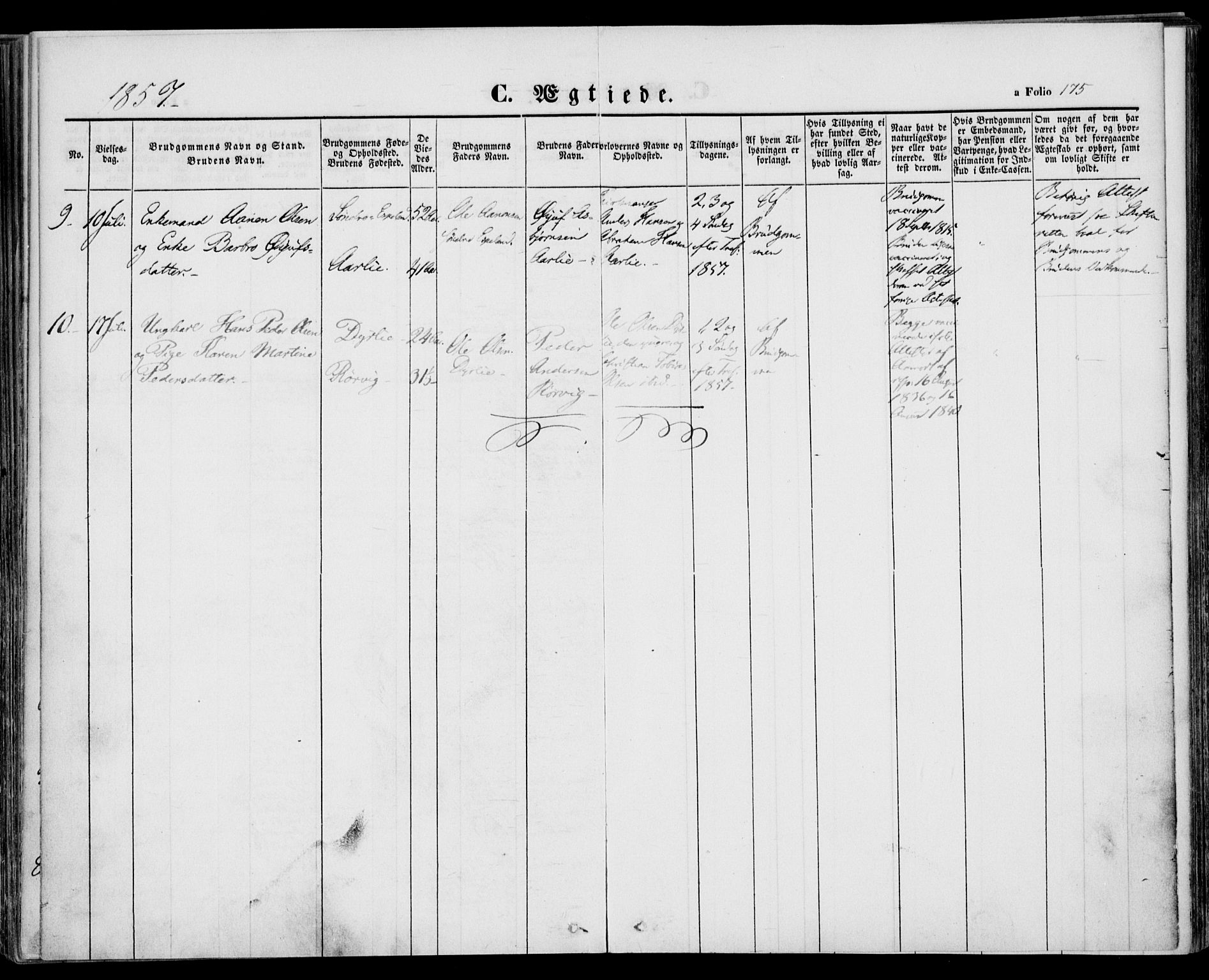 Kvinesdal sokneprestkontor, AV/SAK-1111-0026/F/Fa/Fab/L0005: Parish register (official) no. A 5, 1844-1857, p. 175