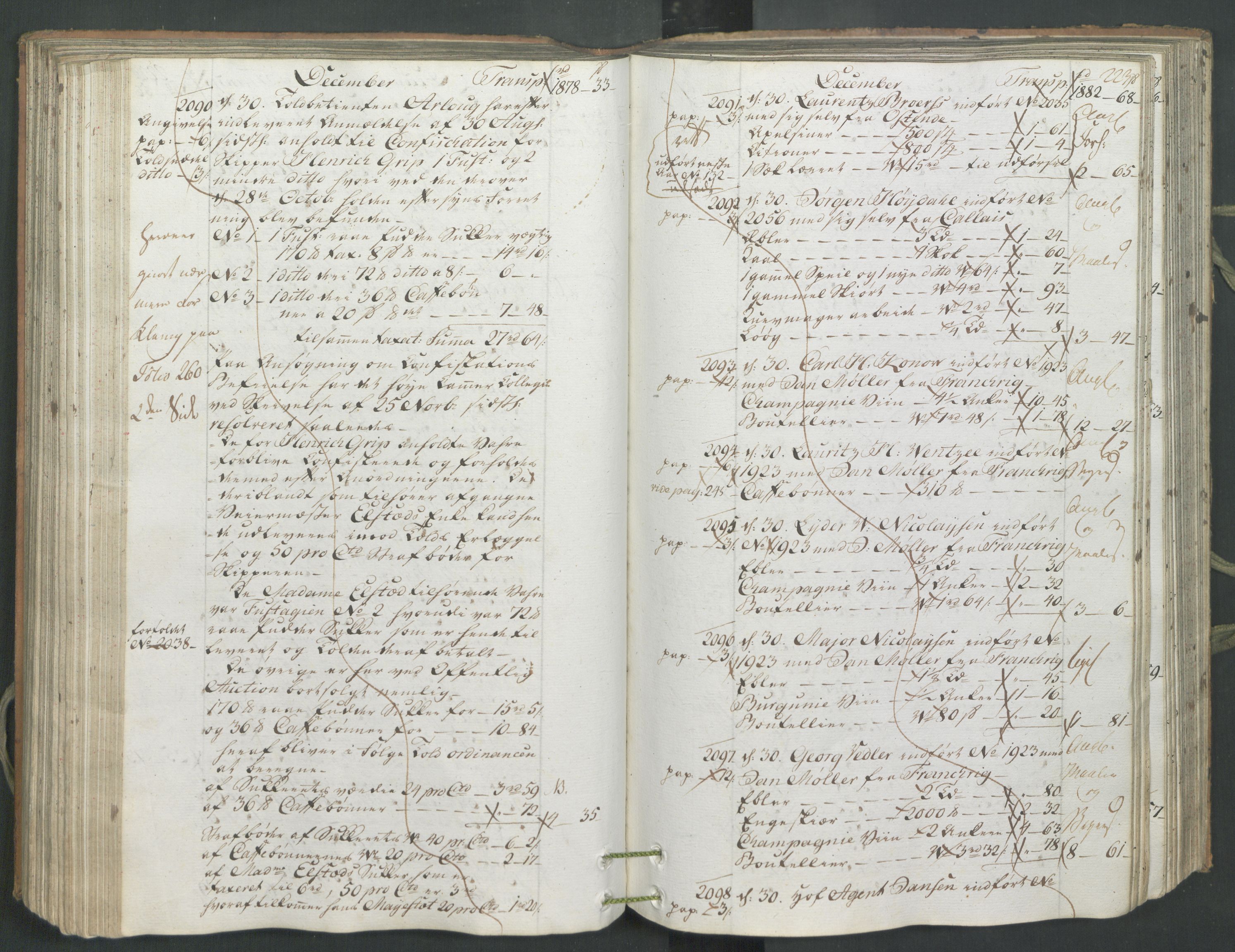 Generaltollkammeret, tollregnskaper, AV/RA-EA-5490/R26/L0222/0001: Tollregnskaper Bergen A / Inngående hovedtollbok, 1786, p. 222b-223a