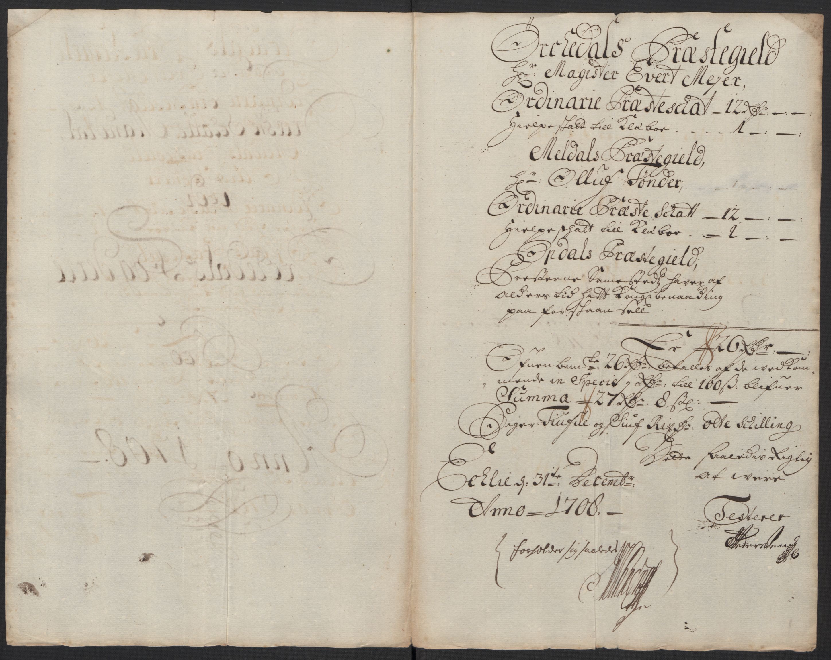 Rentekammeret inntil 1814, Reviderte regnskaper, Fogderegnskap, RA/EA-4092/R60/L3958: Fogderegnskap Orkdal og Gauldal, 1708, p. 195