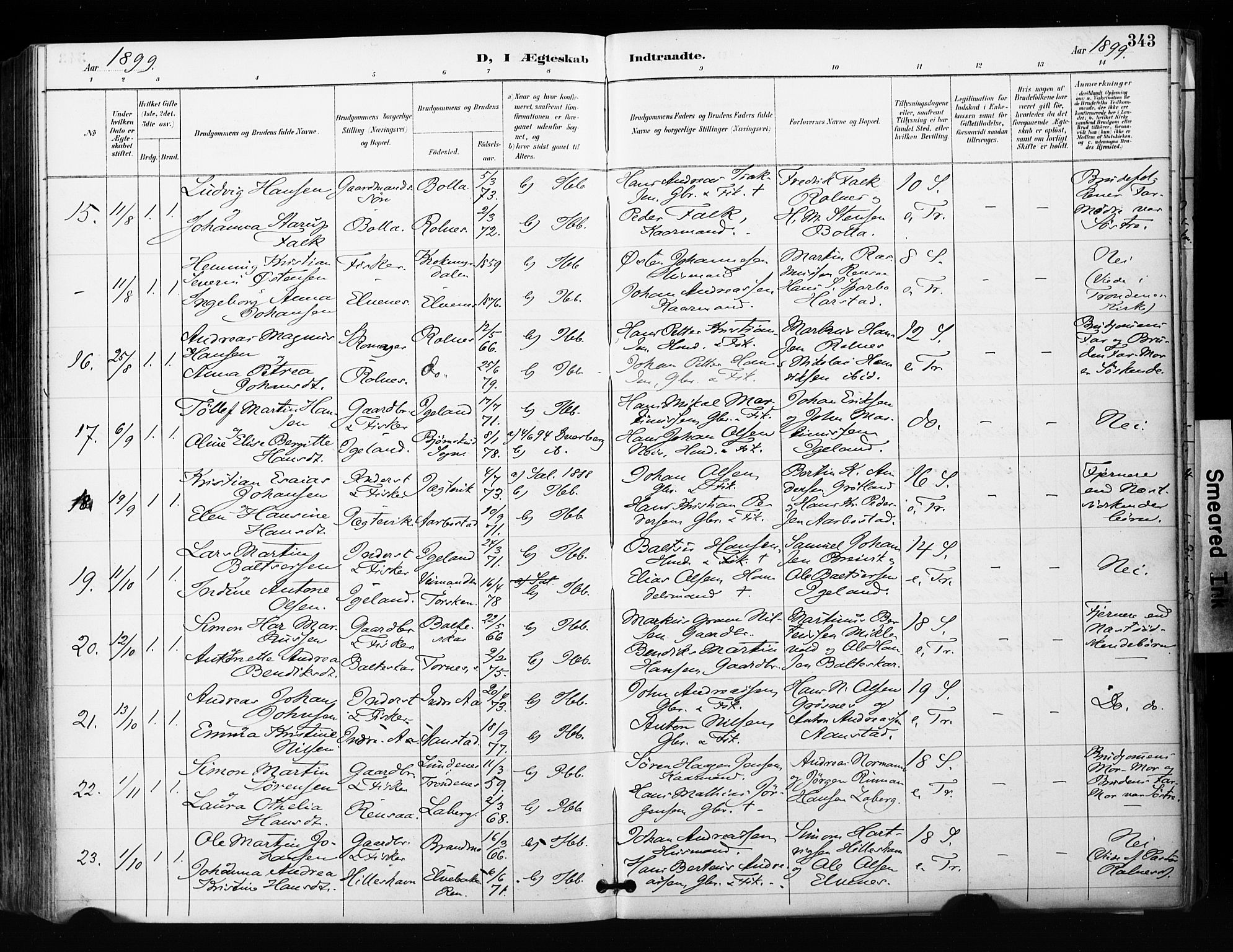 Ibestad sokneprestembete, SATØ/S-0077/H/Ha/Haa/L0012kirke: Parish register (official) no. 12, 1890-1900, p. 343