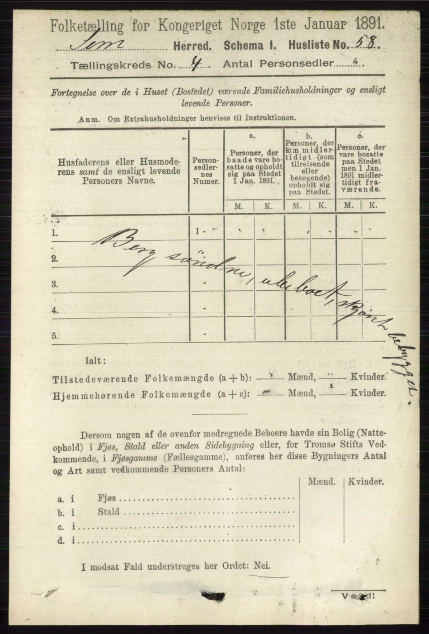 RA, 1891 census for 0721 Sem, 1891, p. 1537