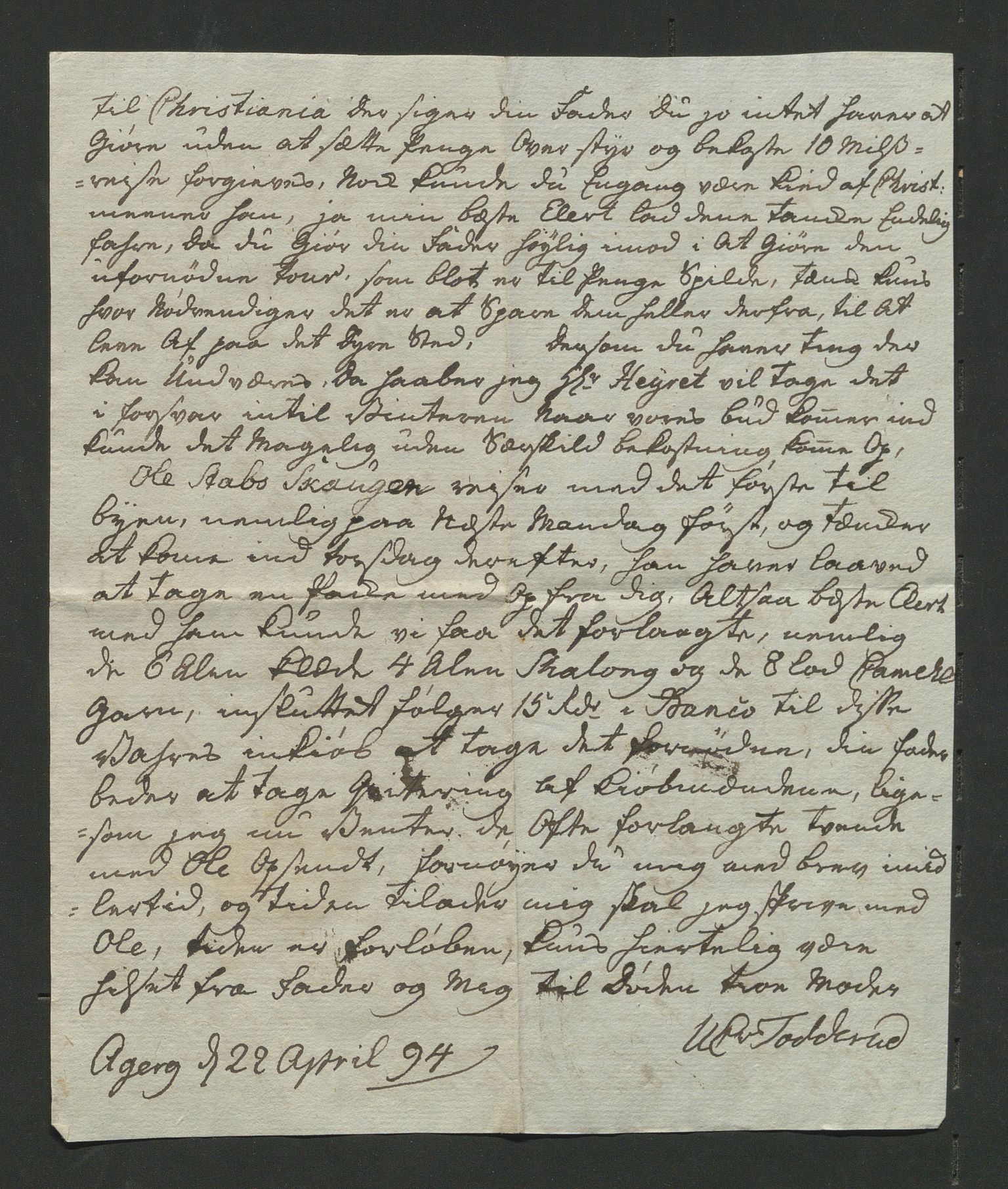 Åker i Vang, Hedmark, og familien Todderud, AV/SAH-ARK-010/E/Ea/L0002: Korrespondanse ordnet kronologisk, 1773-1837, p. 162