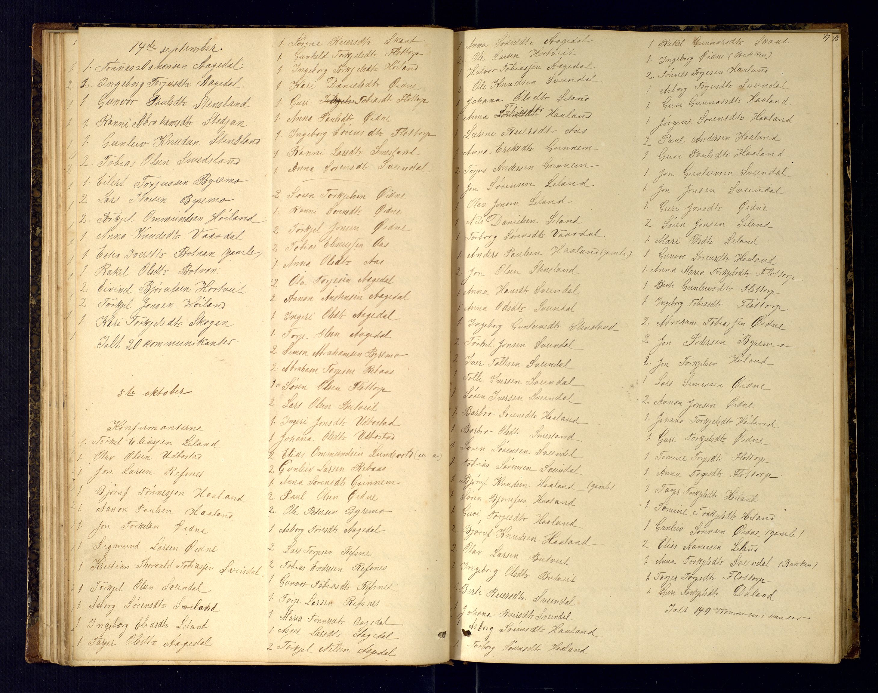 Bjelland sokneprestkontor, AV/SAK-1111-0005/F/Fc/Fcc/L0004: Communicants register no. C-4, 1883-1922, p. 47