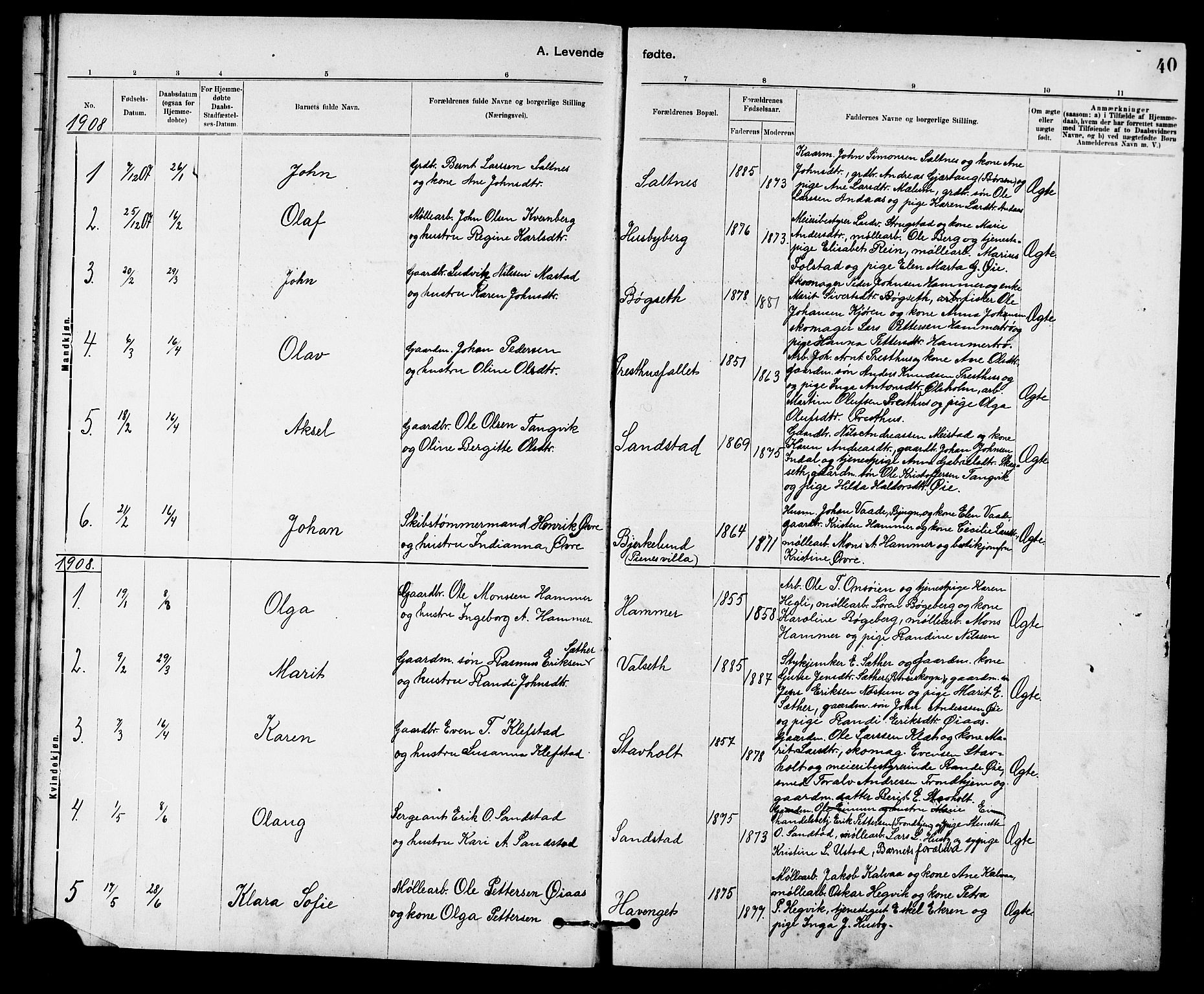 Ministerialprotokoller, klokkerbøker og fødselsregistre - Sør-Trøndelag, SAT/A-1456/666/L0790: Parish register (copy) no. 666C03, 1885-1908, p. 40