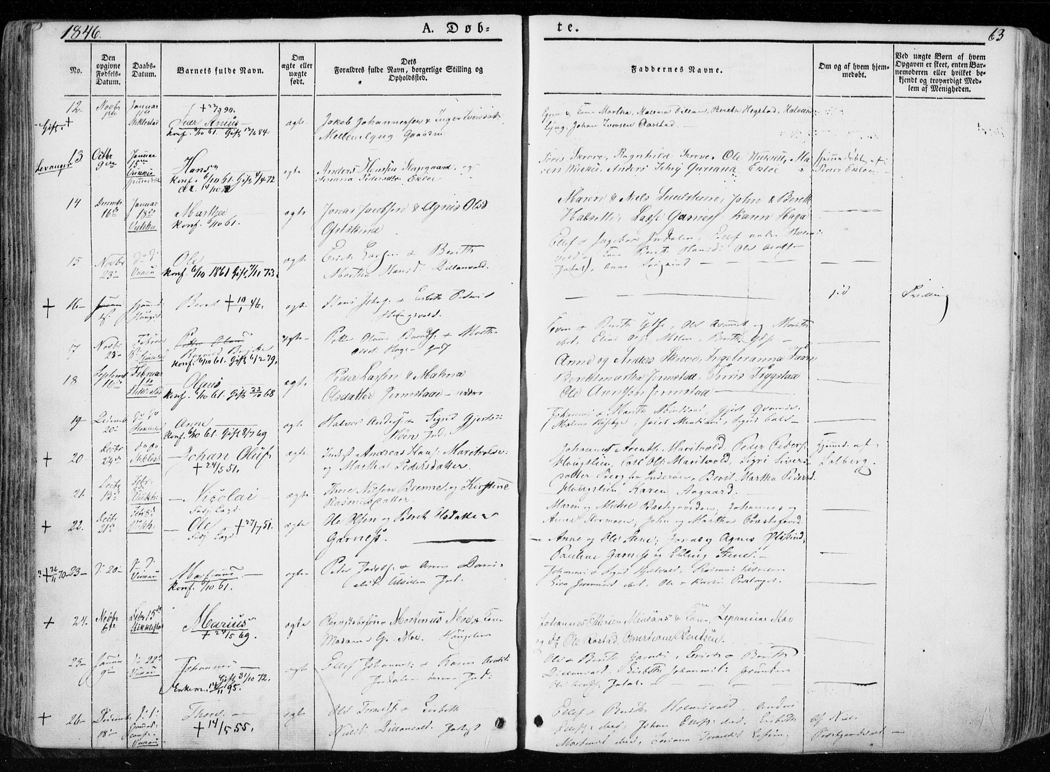 Ministerialprotokoller, klokkerbøker og fødselsregistre - Nord-Trøndelag, SAT/A-1458/723/L0239: Parish register (official) no. 723A08, 1841-1851, p. 63