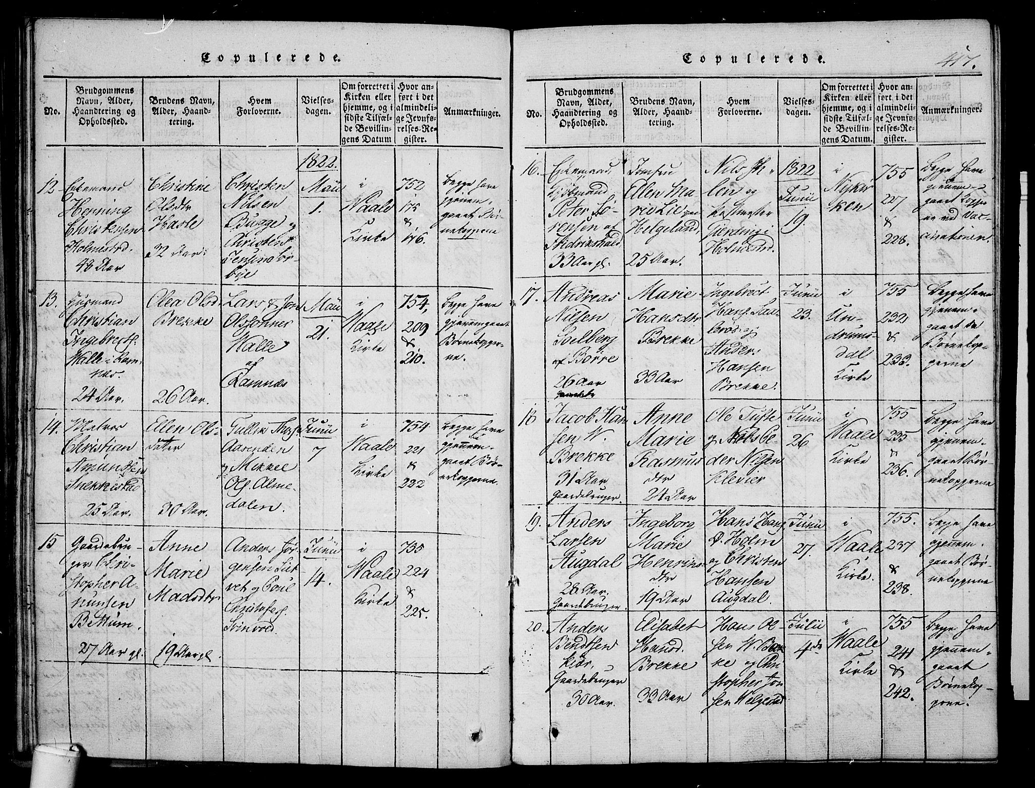 Våle kirkebøker, AV/SAKO-A-334/F/Fa/L0007: Parish register (official) no. I 7, 1814-1824, p. 416-417