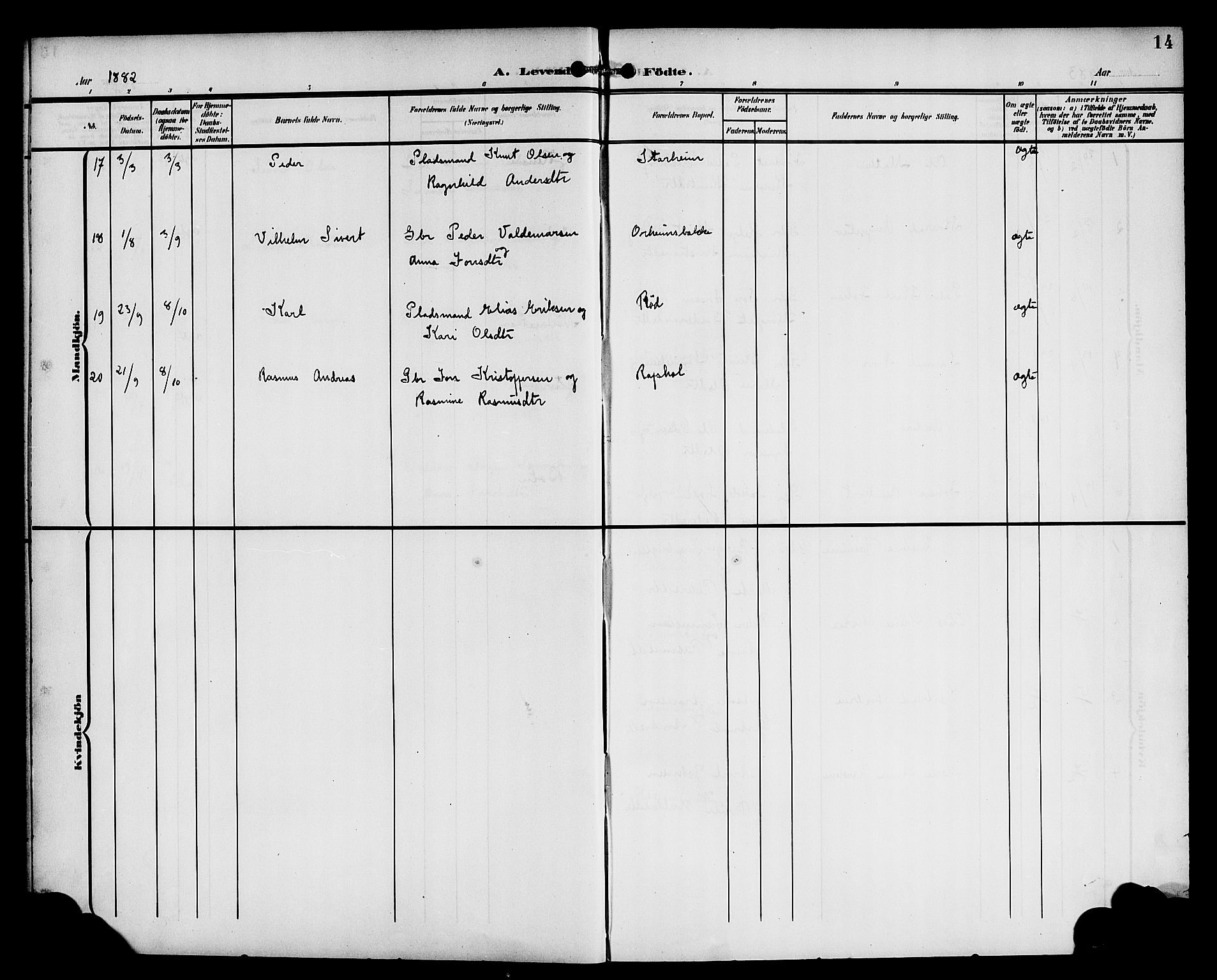 Eid sokneprestembete, AV/SAB-A-82301/H/Haa/Haac/L0001: Parish register (official) no. C 1, 1879-1899, p. 14