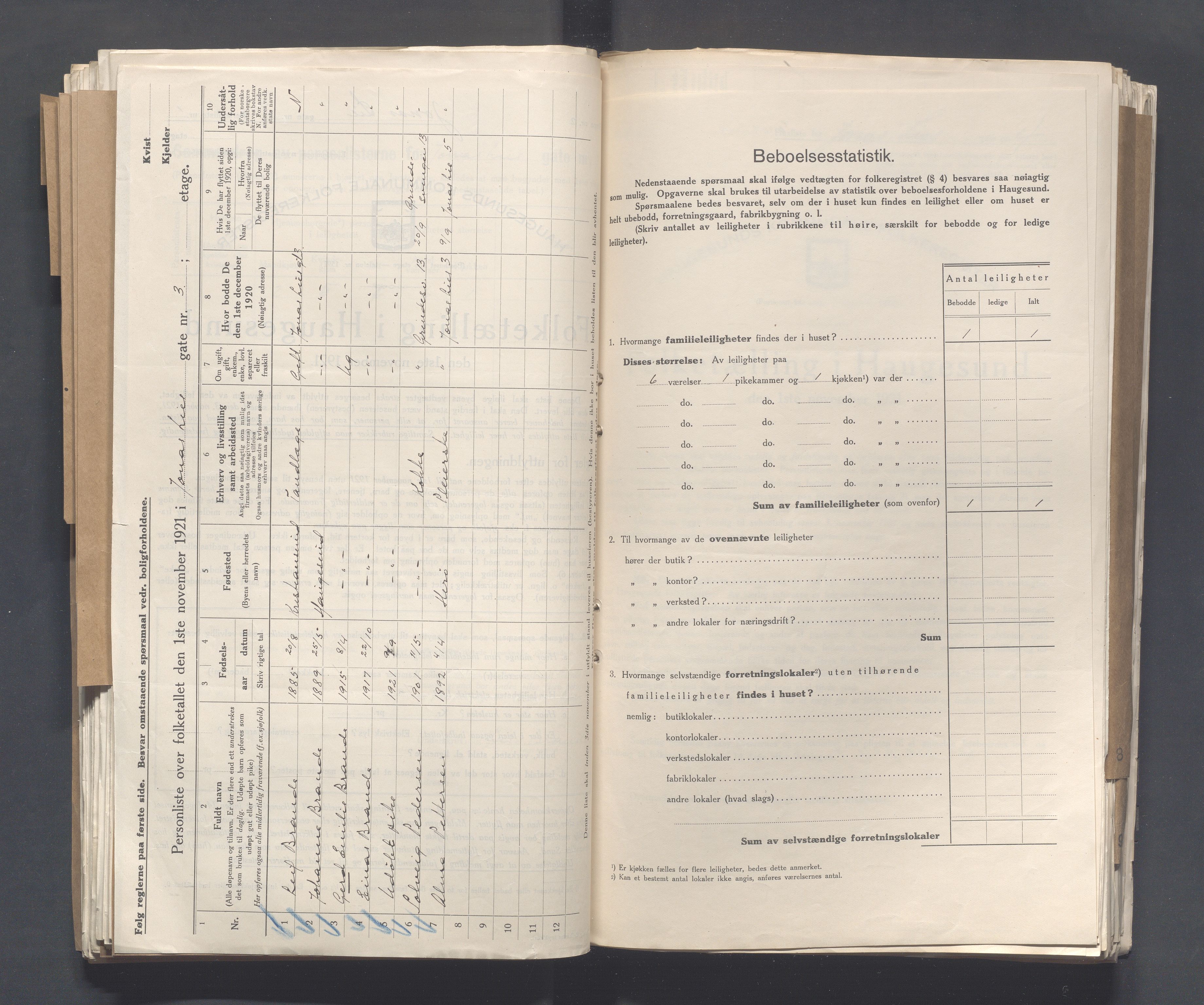 IKAR, Local census 1.11.1921 for Haugesund, 1921, p. 2363