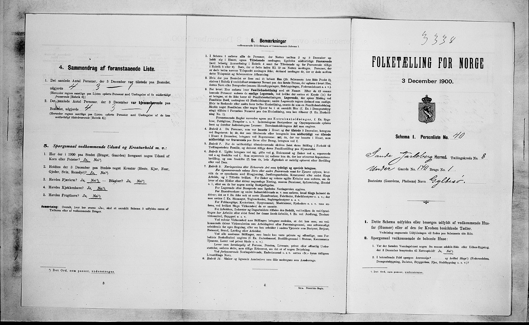 RA, 1900 census for Sande, 1900, p. 1242