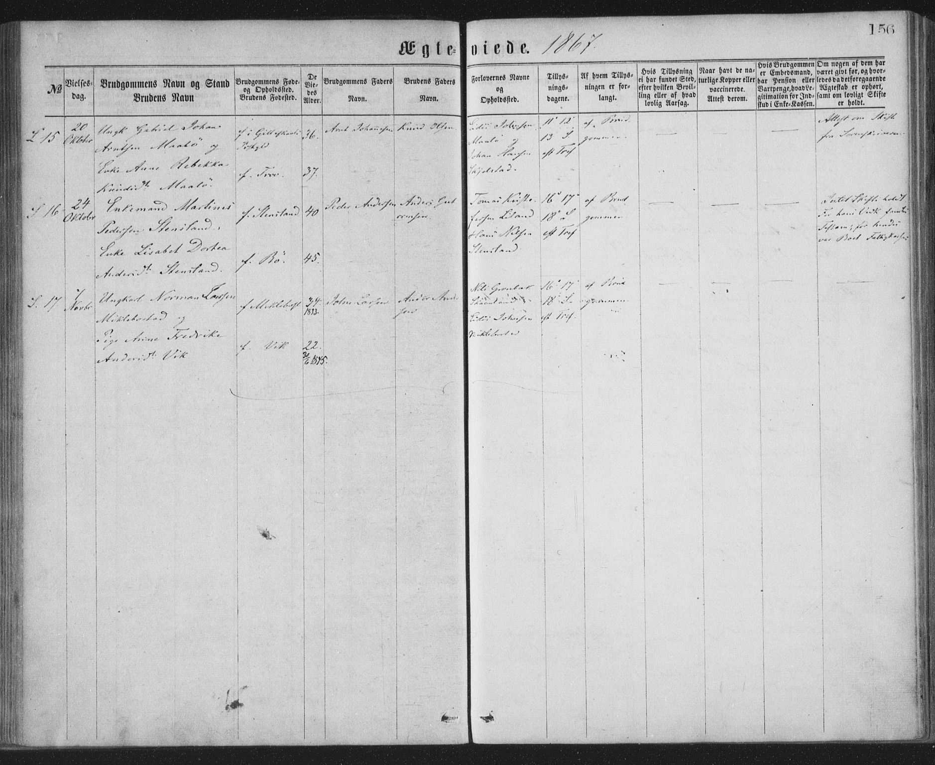 Ministerialprotokoller, klokkerbøker og fødselsregistre - Nordland, AV/SAT-A-1459/855/L0801: Parish register (official) no. 855A09, 1864-1874, p. 156