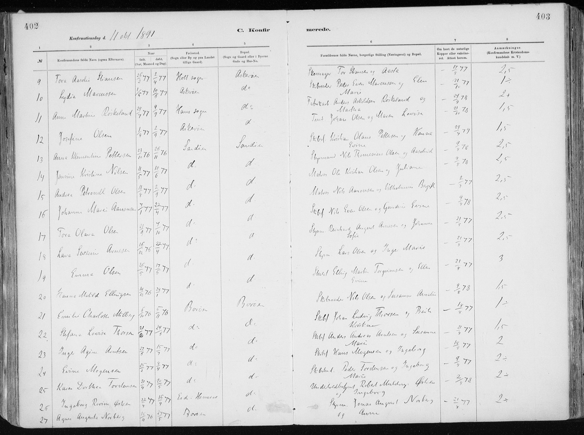 Dypvåg sokneprestkontor, AV/SAK-1111-0007/F/Fa/Faa/L0008: Parish register (official) no. A 8, 1885-1906, p. 402-403