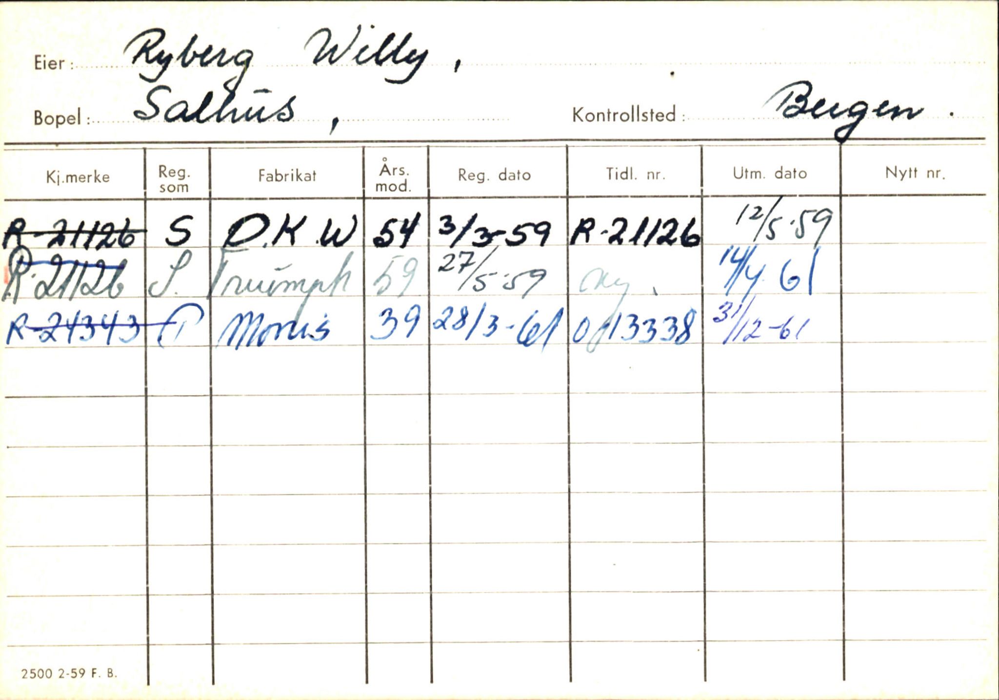 Statens vegvesen, Hordaland vegkontor, SAB/A-5201/2/Ha/L0046: R-eierkort R-S, 1920-1971, p. 2