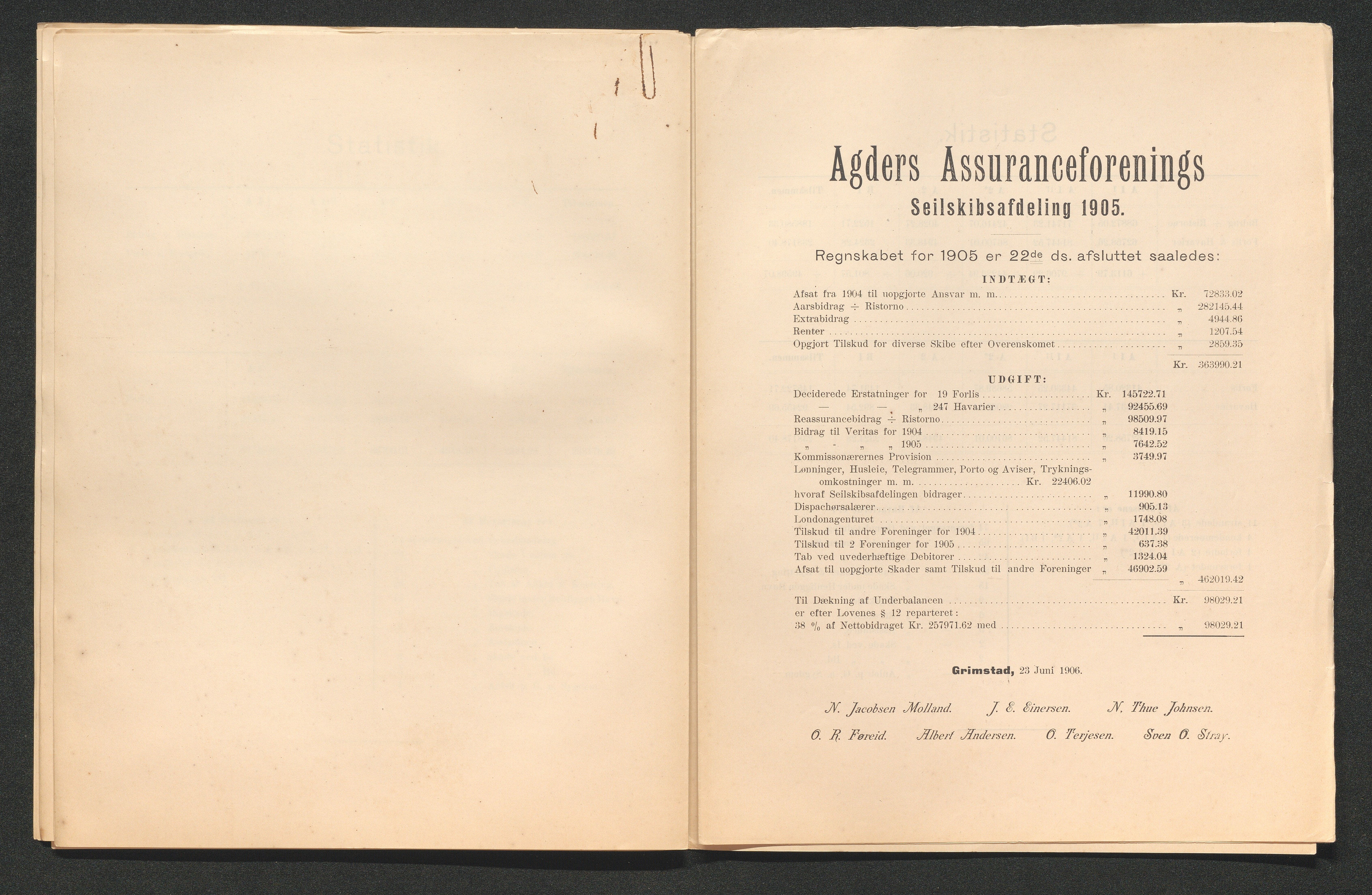 Agders Gjensidige Assuranceforening, AAKS/PA-1718/05/L0003: Regnskap, seilavdeling, pakkesak, 1890-1912