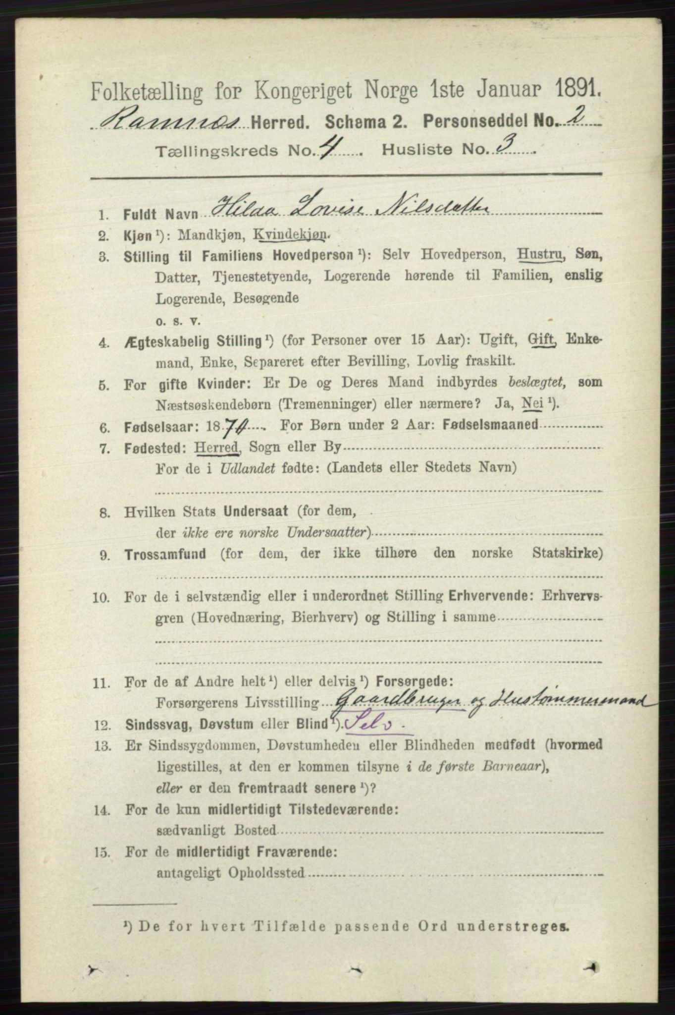 RA, 1891 census for 0718 Ramnes, 1891, p. 1955