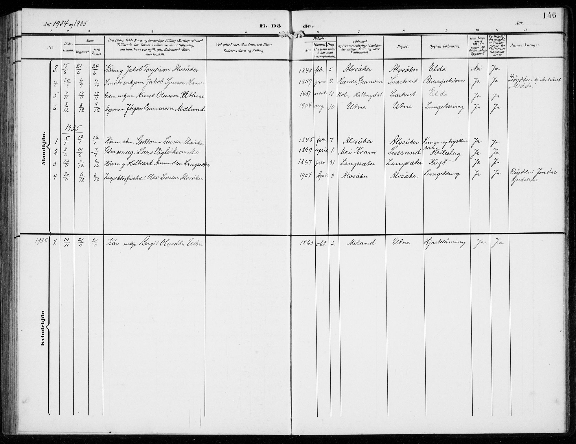 Ullensvang sokneprestembete, AV/SAB-A-78701/H/Hab: Parish register (copy) no. F  1, 1902-1935, p. 146