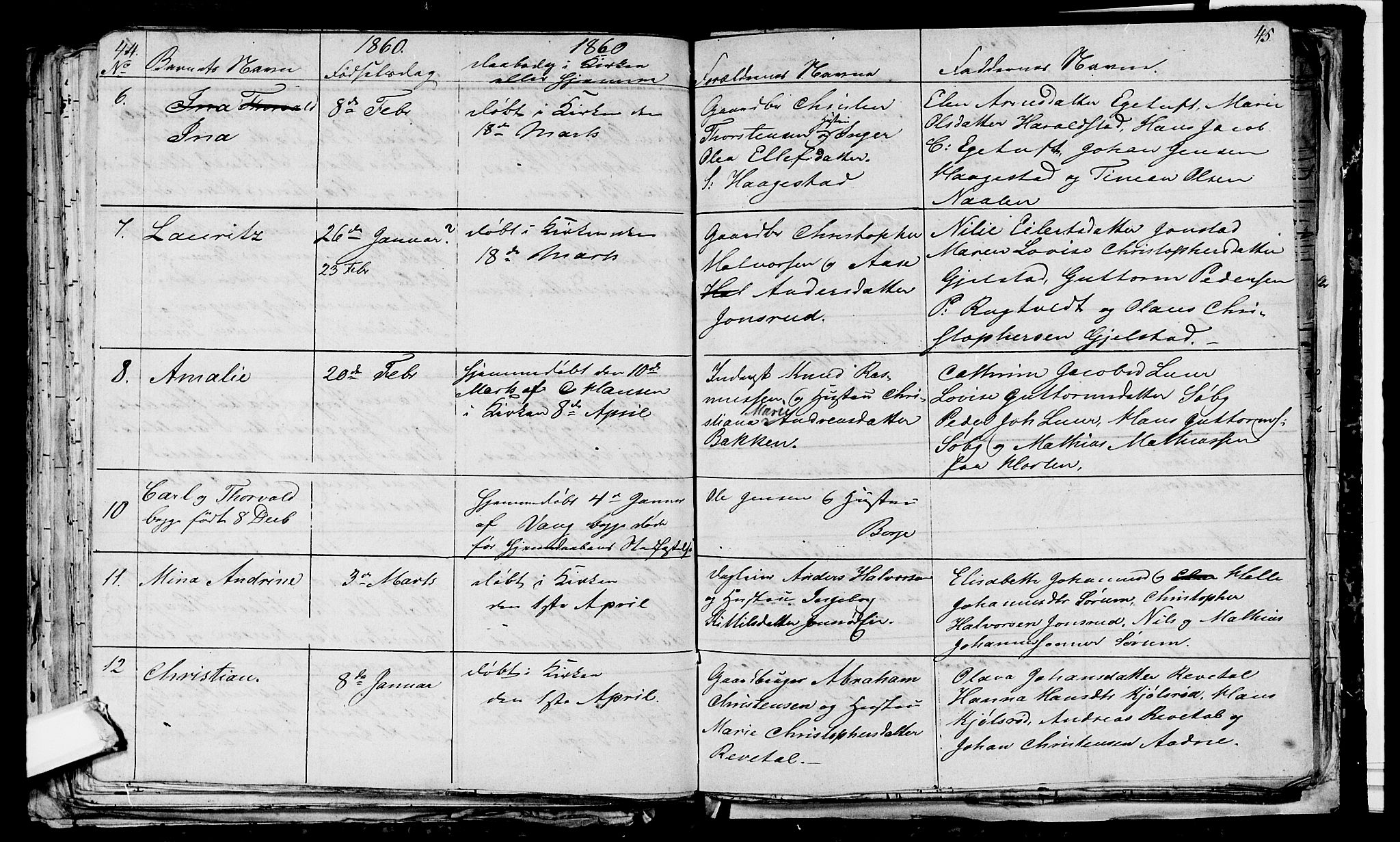 Våle kirkebøker, AV/SAKO-A-334/G/Ga/L0002: Parish register (copy) no. I 2, 1851-1863, p. 44-45