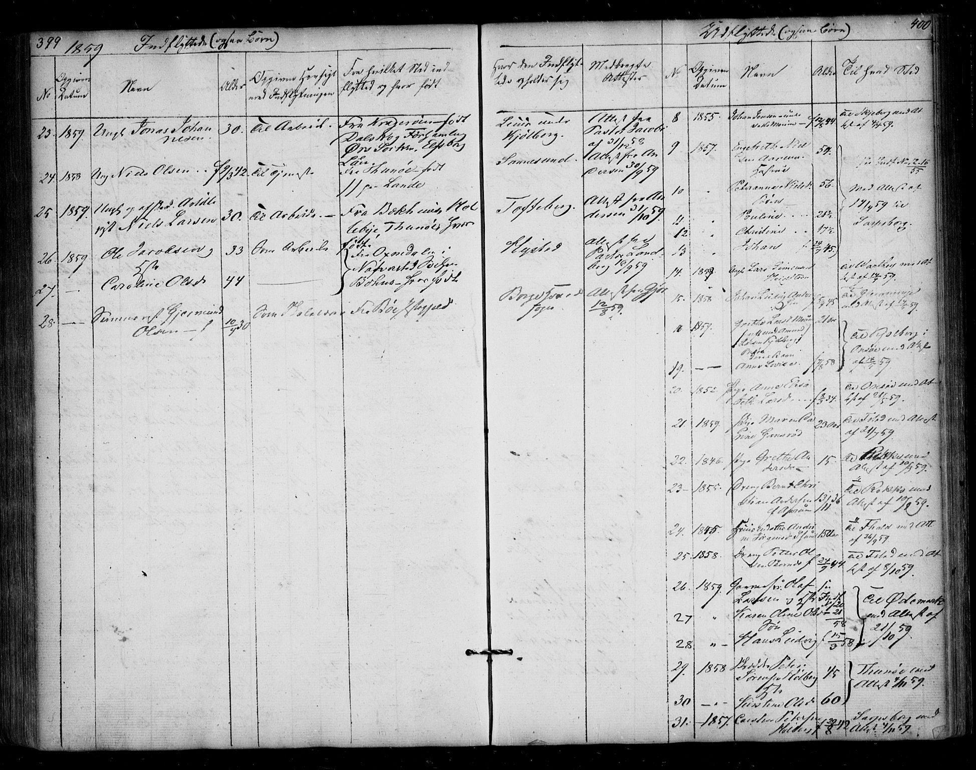 Borge prestekontor Kirkebøker, AV/SAO-A-10903/F/Fa/L0005: Parish register (official) no. I 5, 1848-1860, p. 399-400