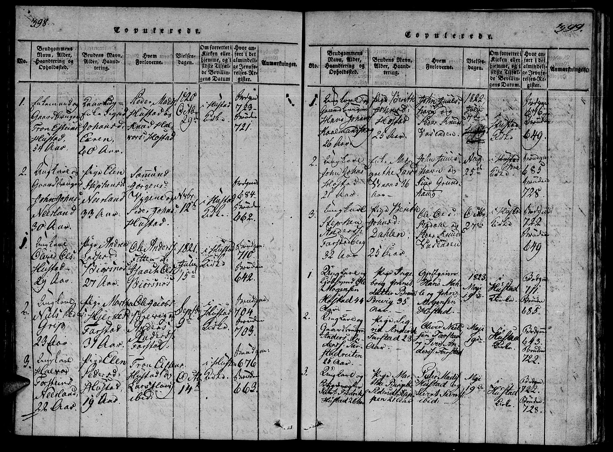 Ministerialprotokoller, klokkerbøker og fødselsregistre - Møre og Romsdal, AV/SAT-A-1454/566/L0764: Parish register (official) no. 566A03 /2, 1817-1829, p. 398-399