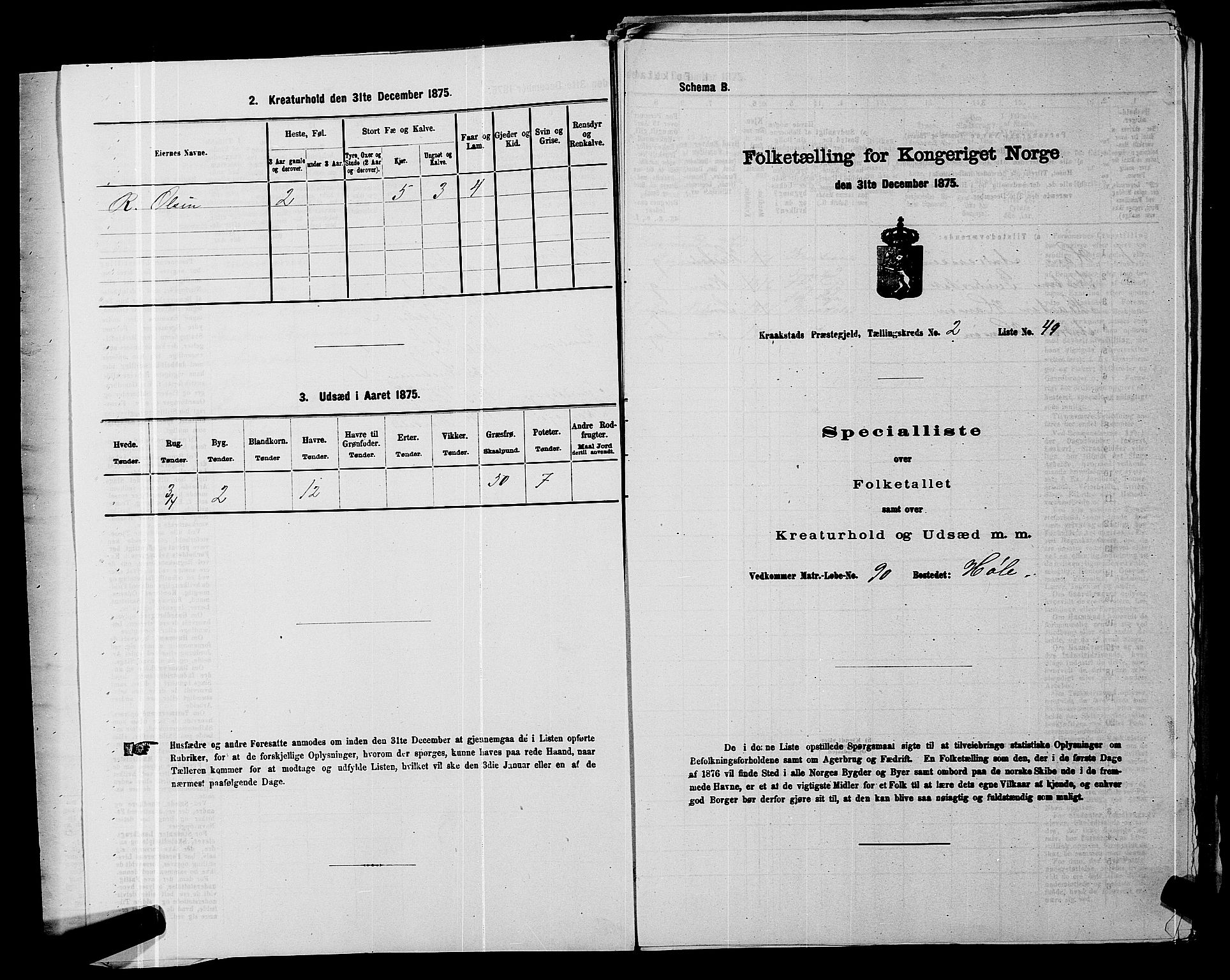 RA, 1875 census for 0212P Kråkstad, 1875, p. 147