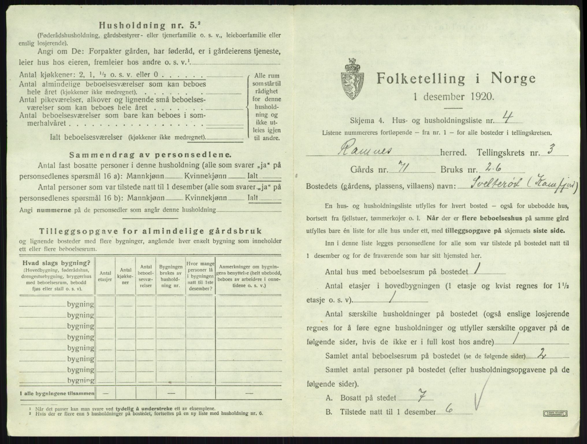 SAKO, 1920 census for Ramnes, 1920, p. 411