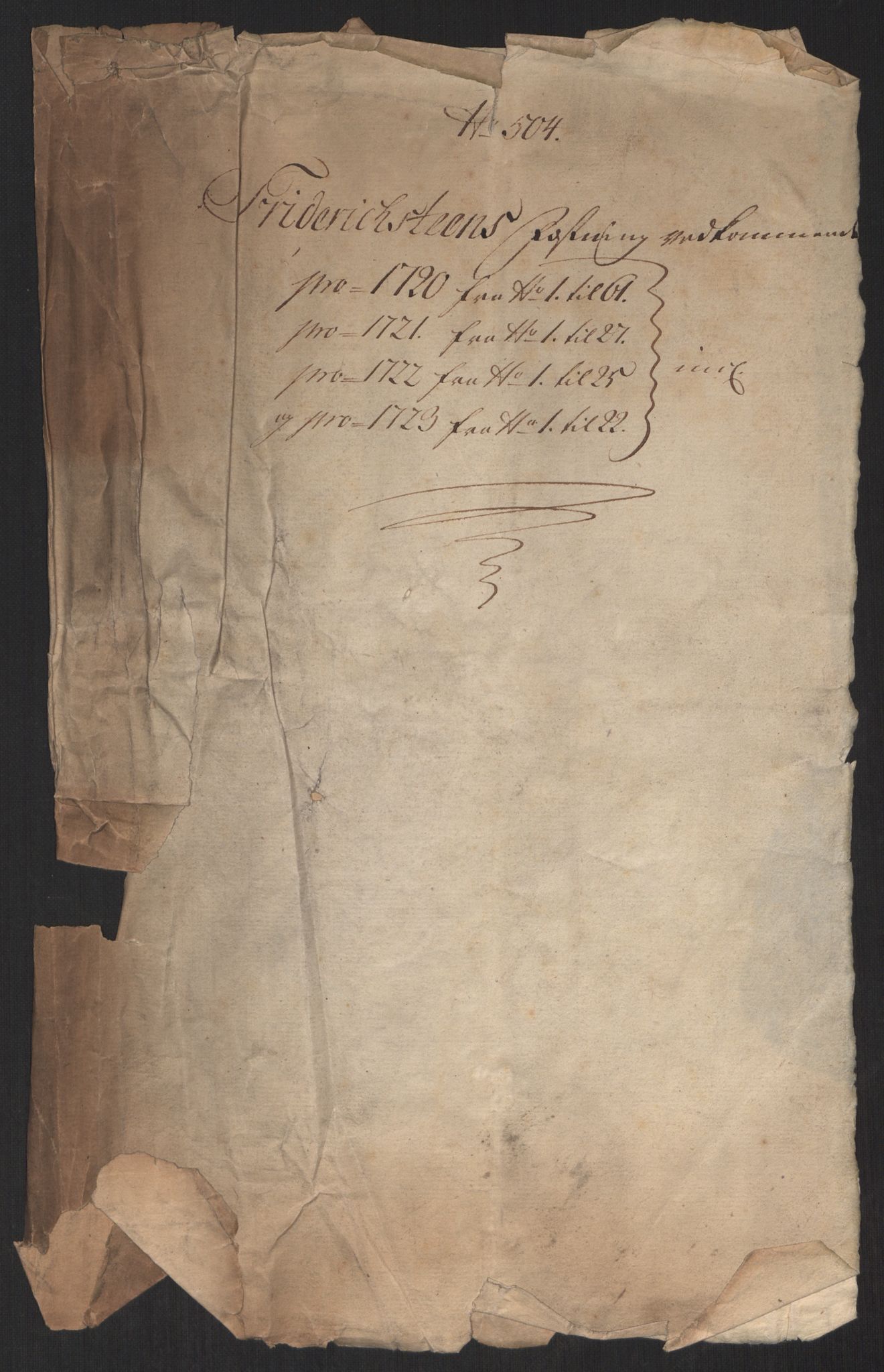 Kommanderende general (KG I) med Det norske krigsdirektorium, AV/RA-EA-5419/D/L0152: Fredriksten festning: Brev, inventarfortegnelser og regnskapsekstrakter, 1720-1723, p. 2