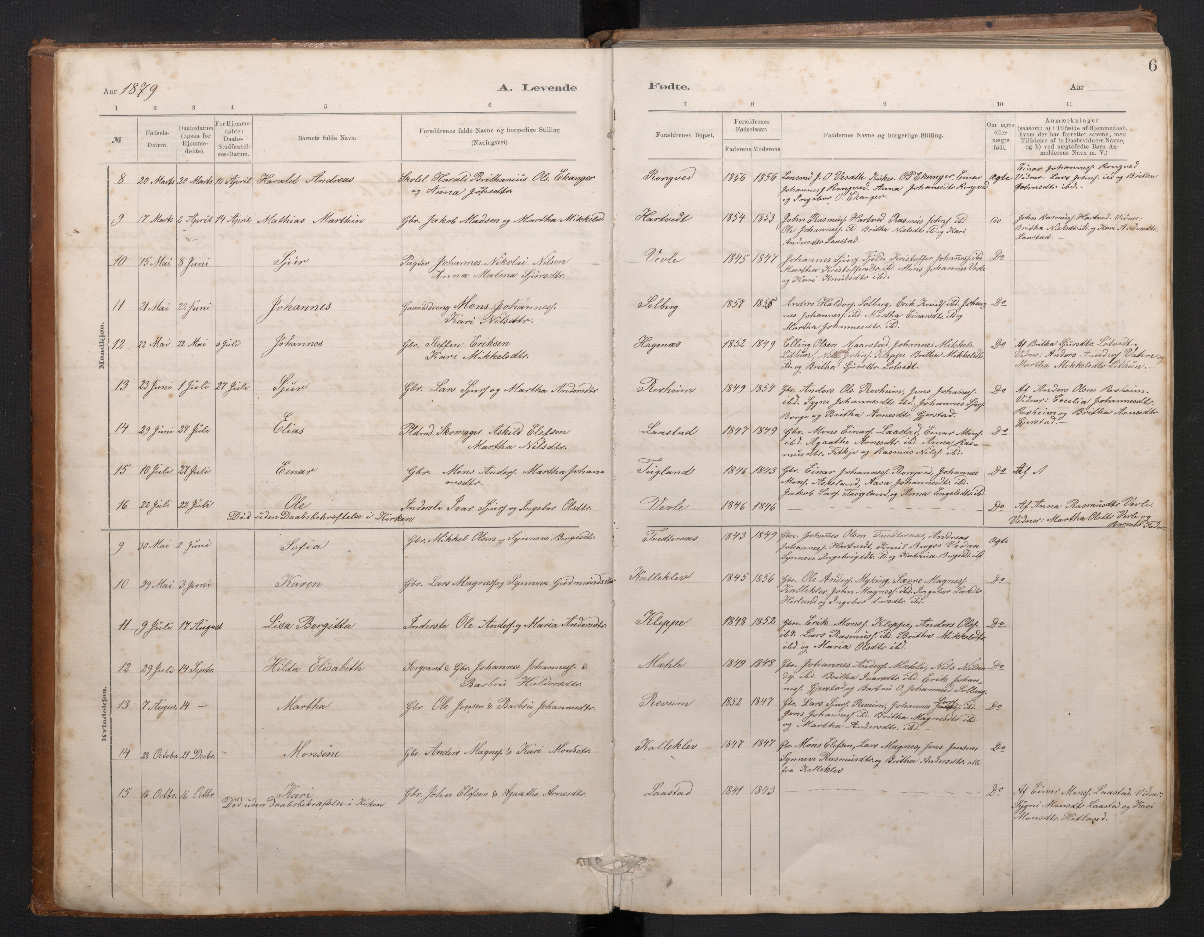 Haus sokneprestembete, AV/SAB-A-75601/H/Hab: Parish register (copy) no. C 2, 1878-1892, p. 5b-6a