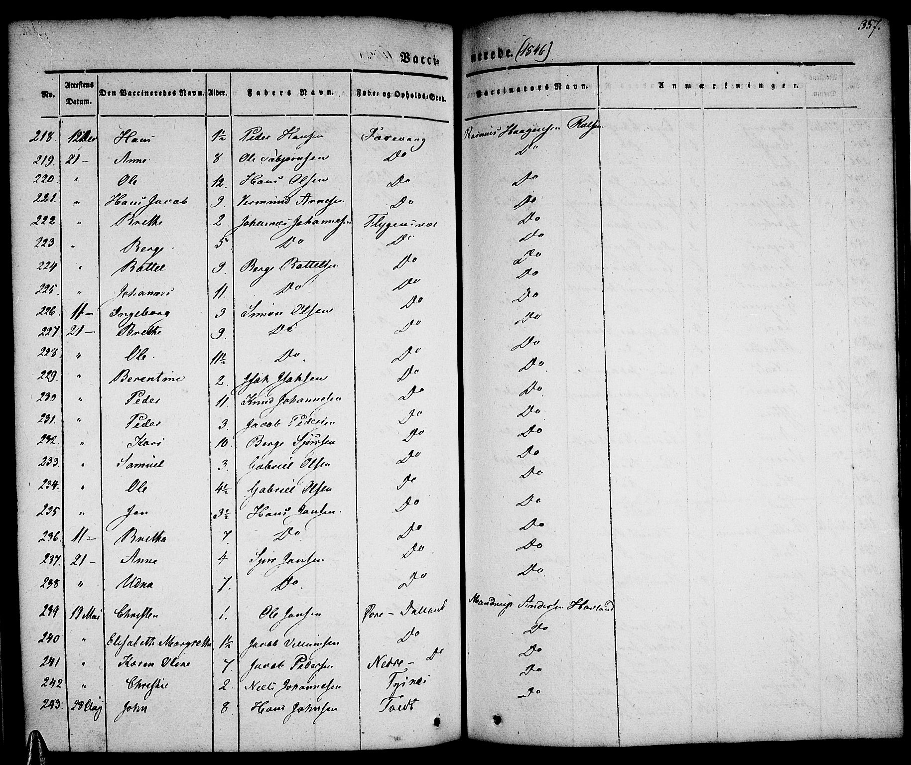 Tysnes sokneprestembete, AV/SAB-A-78601/H/Haa: Parish register (official) no. A 9, 1837-1848, p. 357