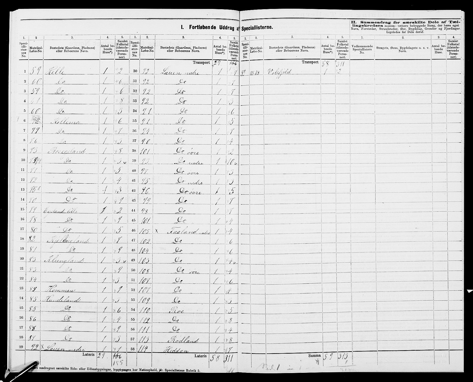 SAK, 1875 census for 1034P Hægebostad, 1875, p. 29