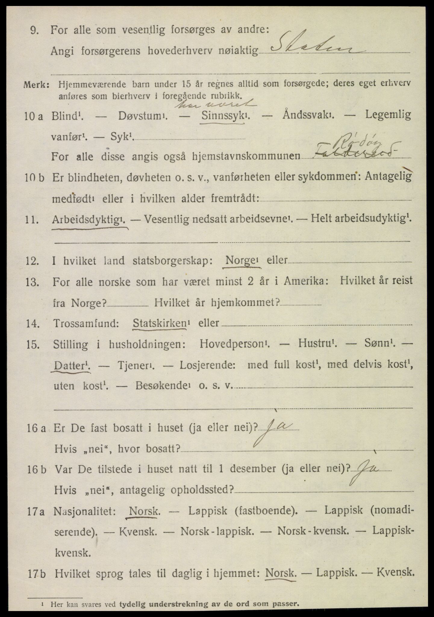 SAT, 1920 census for Foldereid, 1920, p. 1509