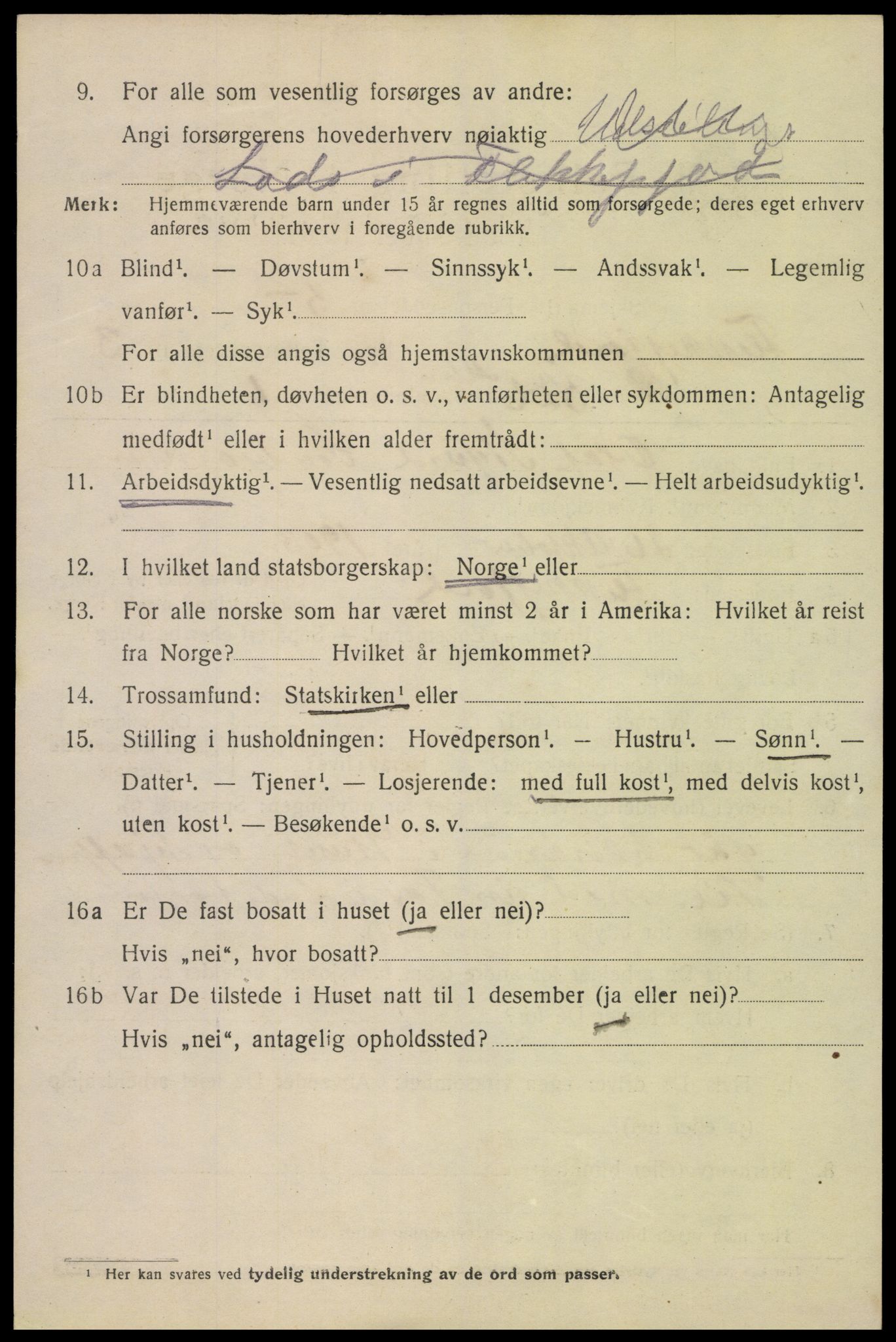 SAK, 1920 census for Flekkefjord, 1920, p. 3415