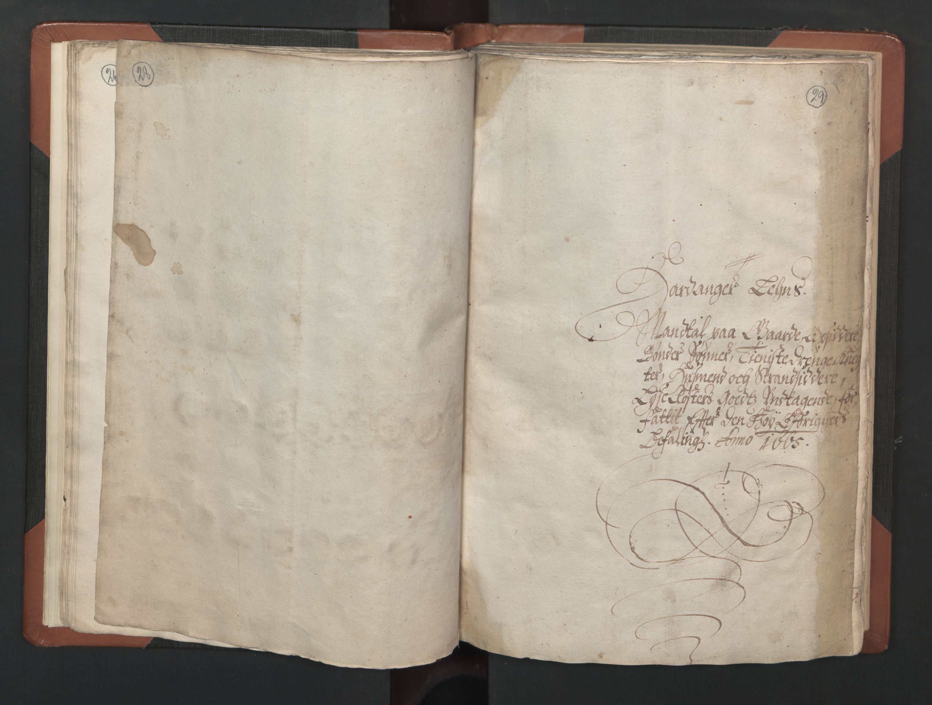 RA, Bailiff's Census 1664-1666, no. 14: Hardanger len, Ytre Sogn fogderi and Indre Sogn fogderi, 1664-1665, p. 28-29