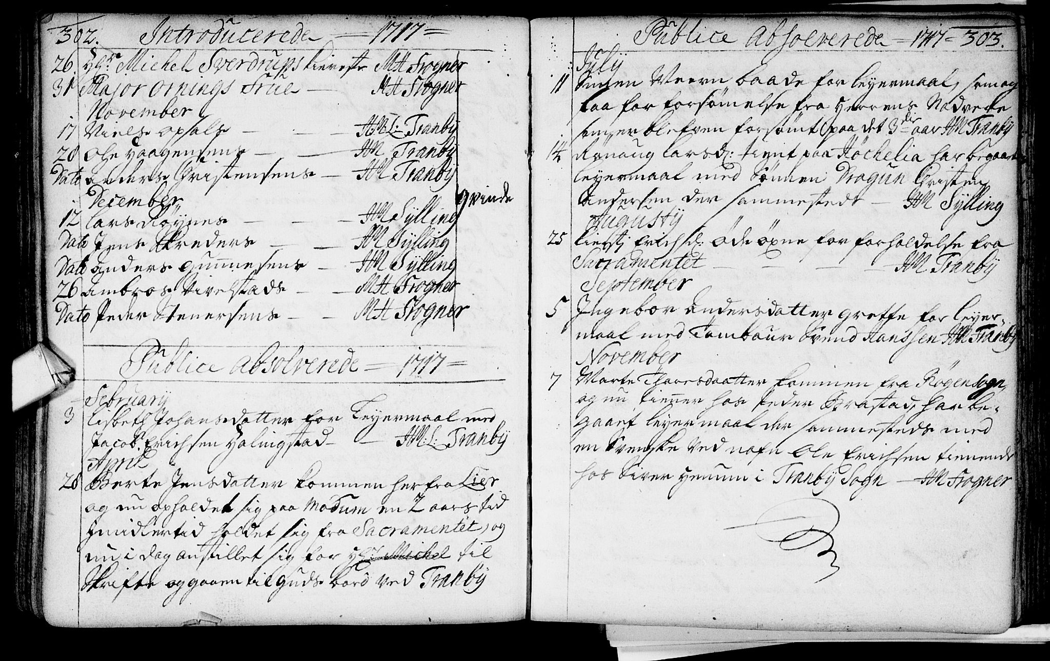 Lier kirkebøker, AV/SAKO-A-230/F/Fa/L0002: Parish register (official) no. I 2, 1701-1726, p. 302-303